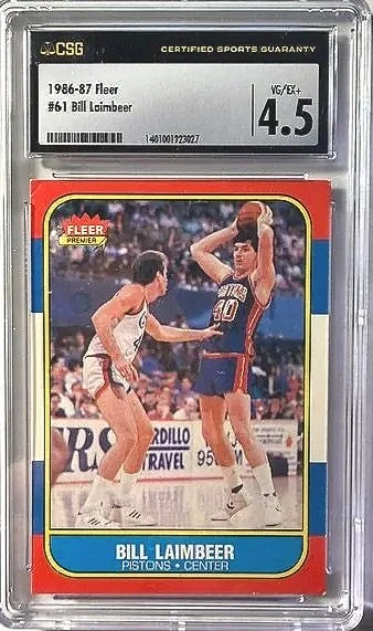 1986 Fleer Bill Laimbeer Card #61 - CSG 4.5