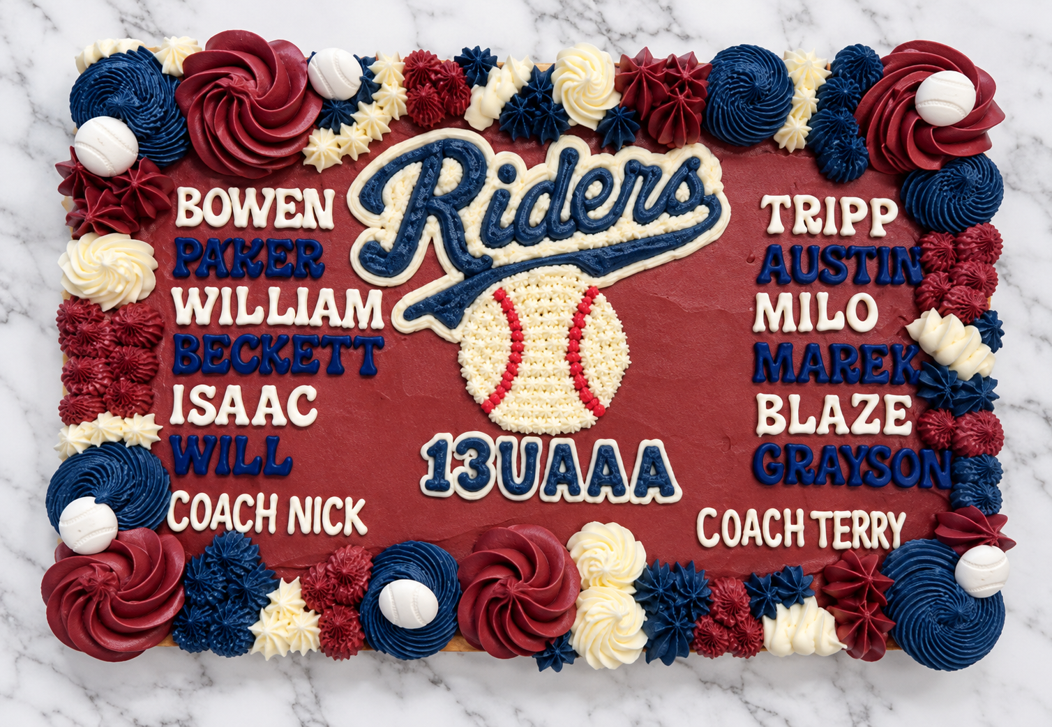 Riders 13UAAA Baseball Team Cake.png