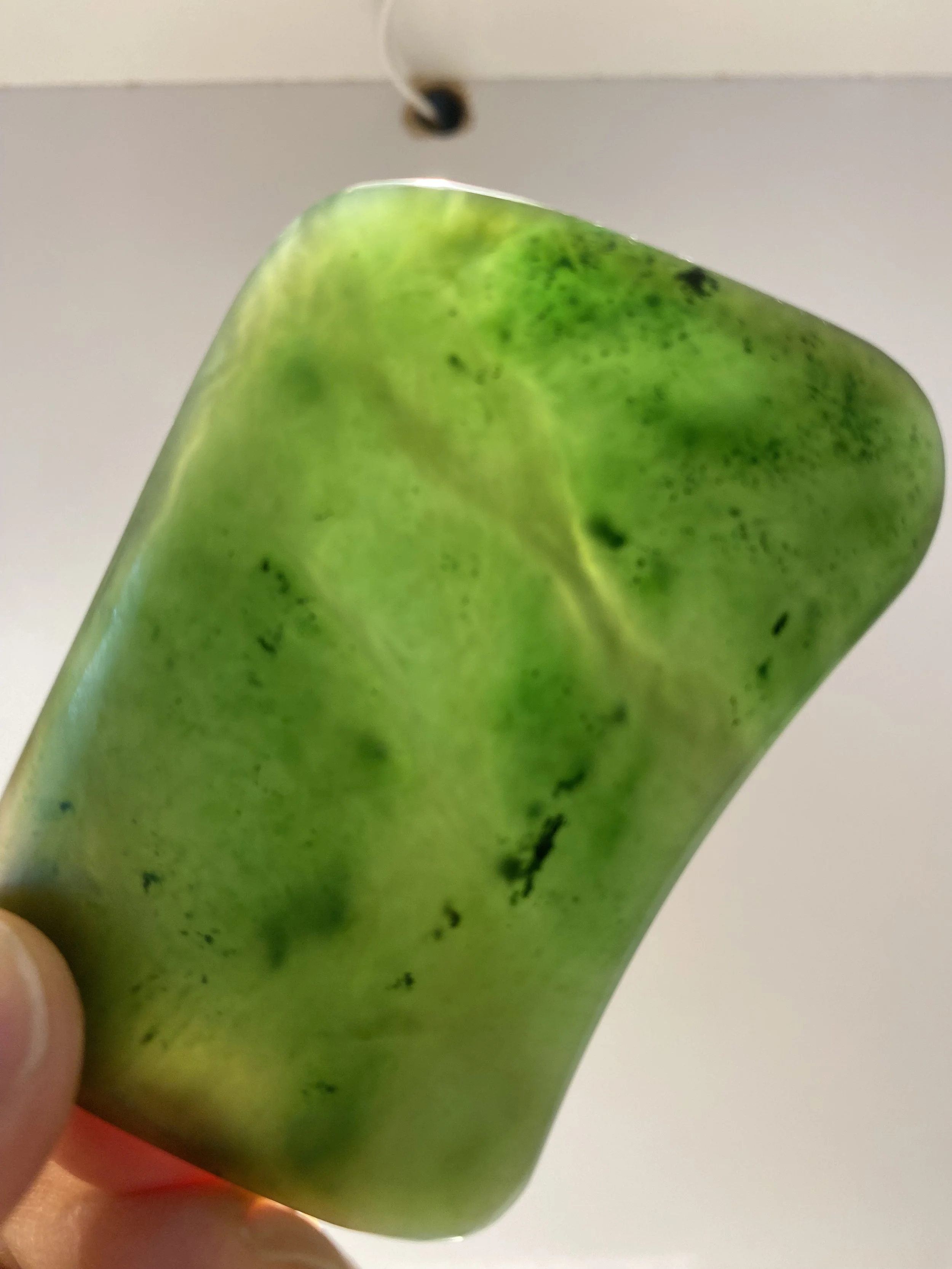 Ultra-Smooth Spinach Green BC Jade Pocket Stone - A Piece of Pure Peace of Mind