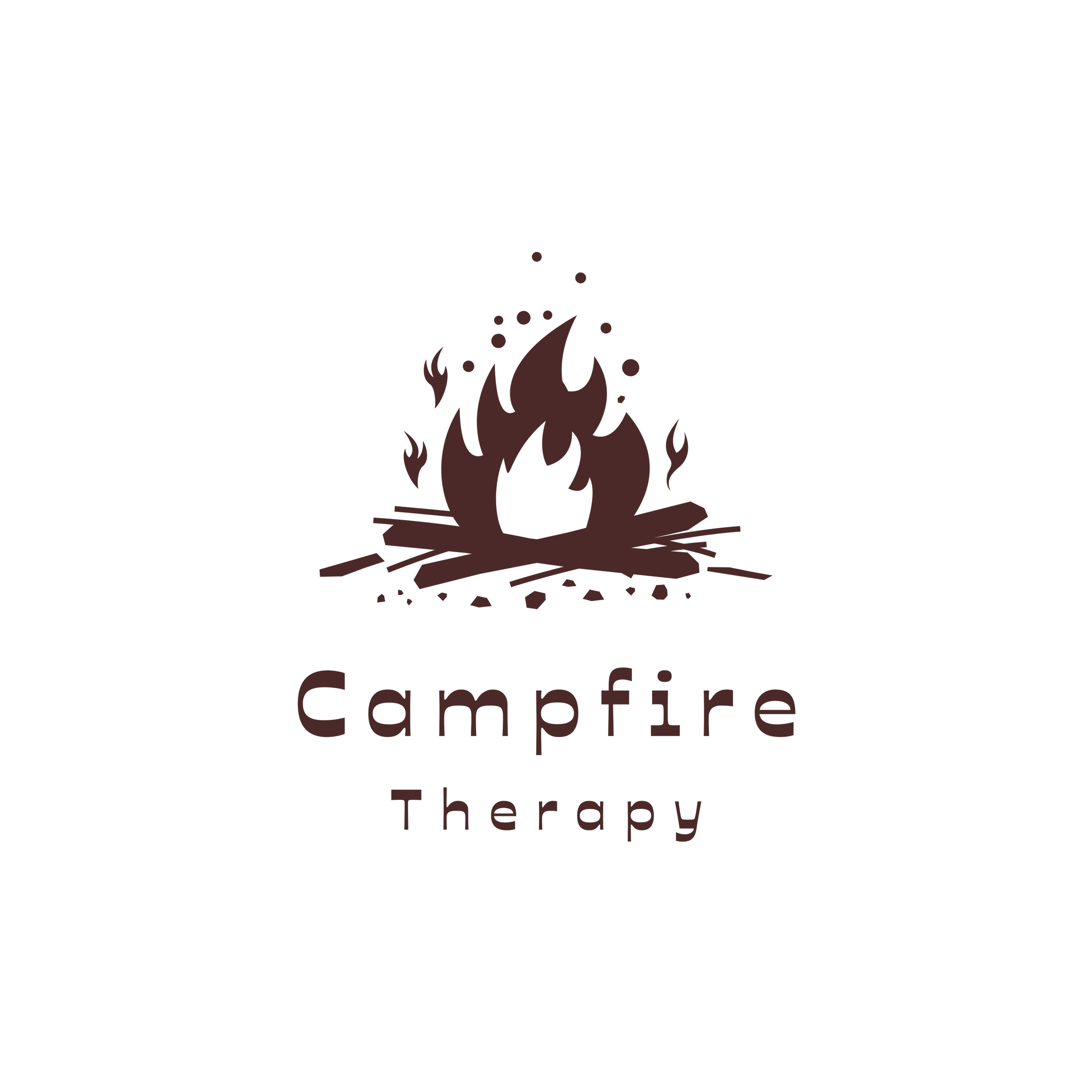 Logo for Campfire Therapy showing an abstract version of a campfire in brown