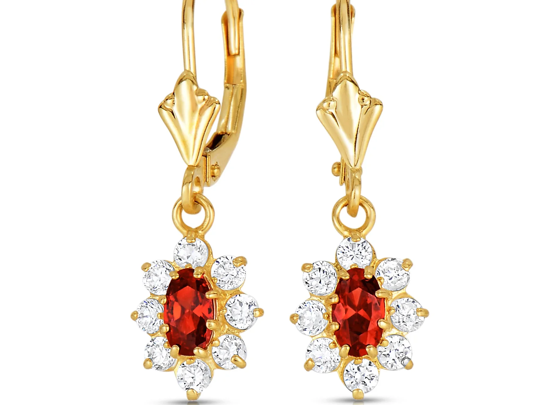 14K Yellow Gold Birthstone Leverback Earrings