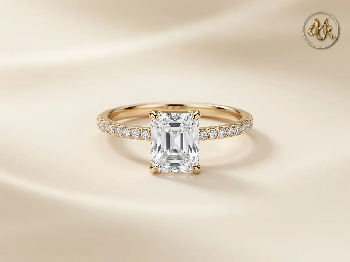 Emerald-Cut Moissanite Solitaire Ring 14K