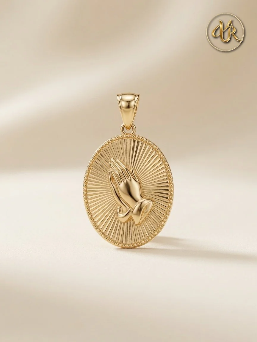 Praying Hands Medallion 14K