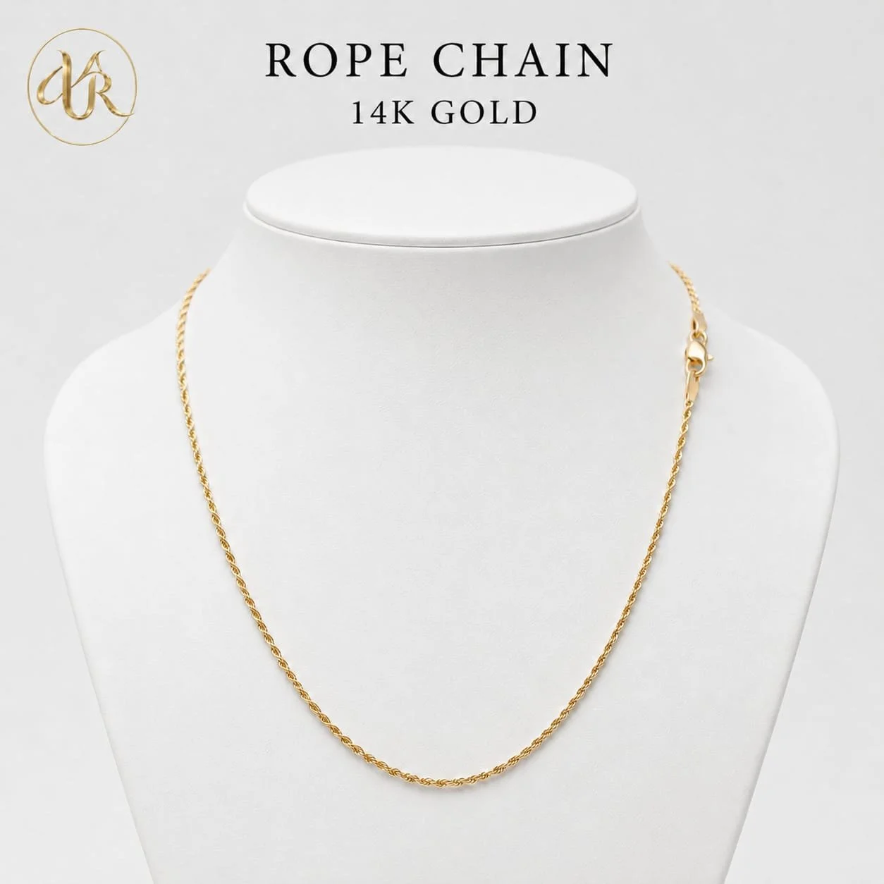 14K Hollow Gold Rope Chain Necklace