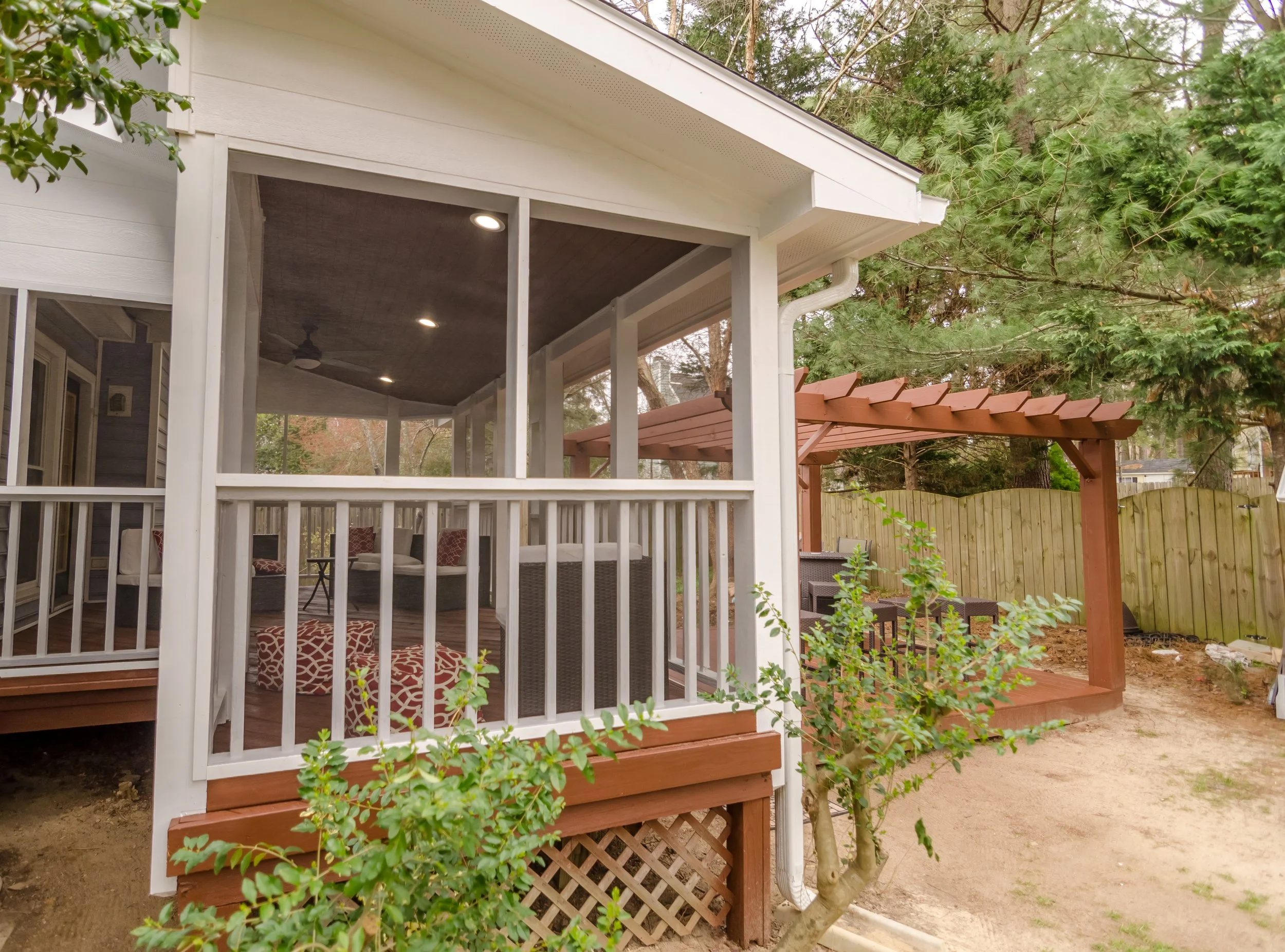 Existing deck converted to covered screened outdoor space