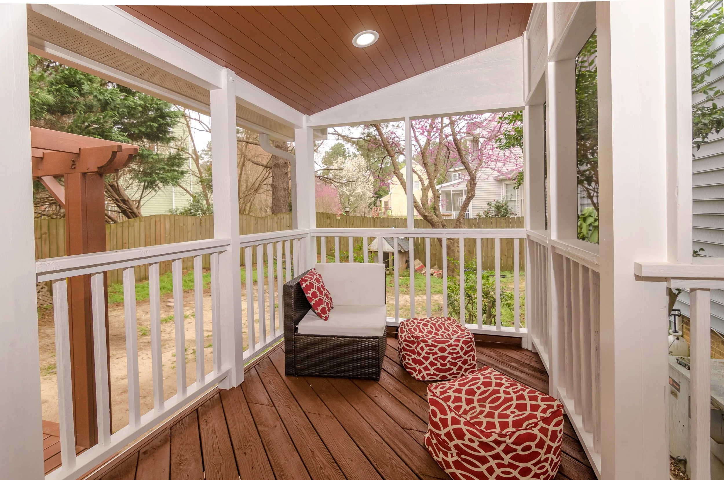 Existing deck converted to covered screened outdoor space