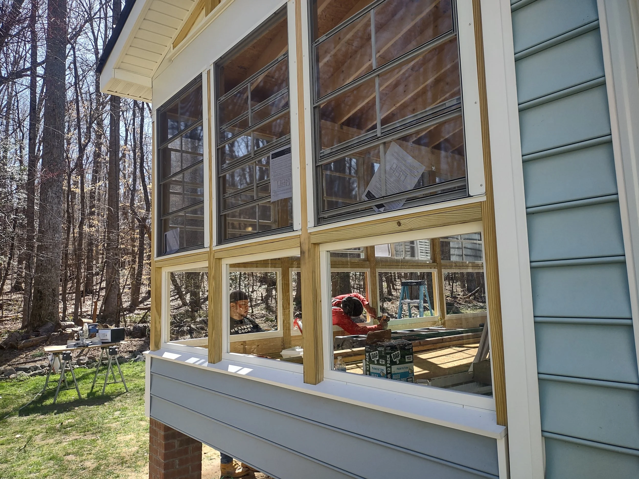 The EZE Breeze windows are installed then the bottom window components are being installed.