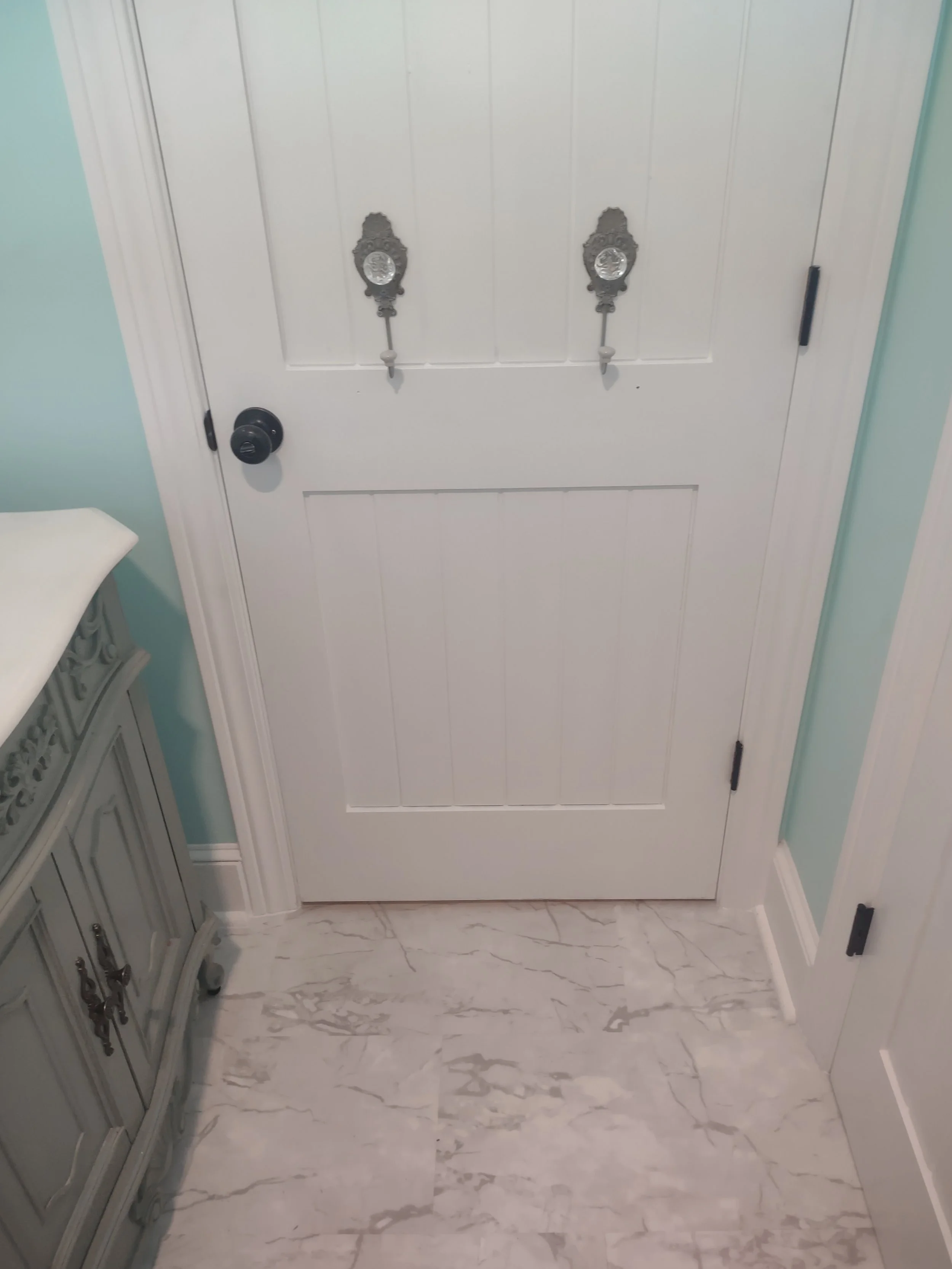 Compact full bath remodel with "true" waterproof floor