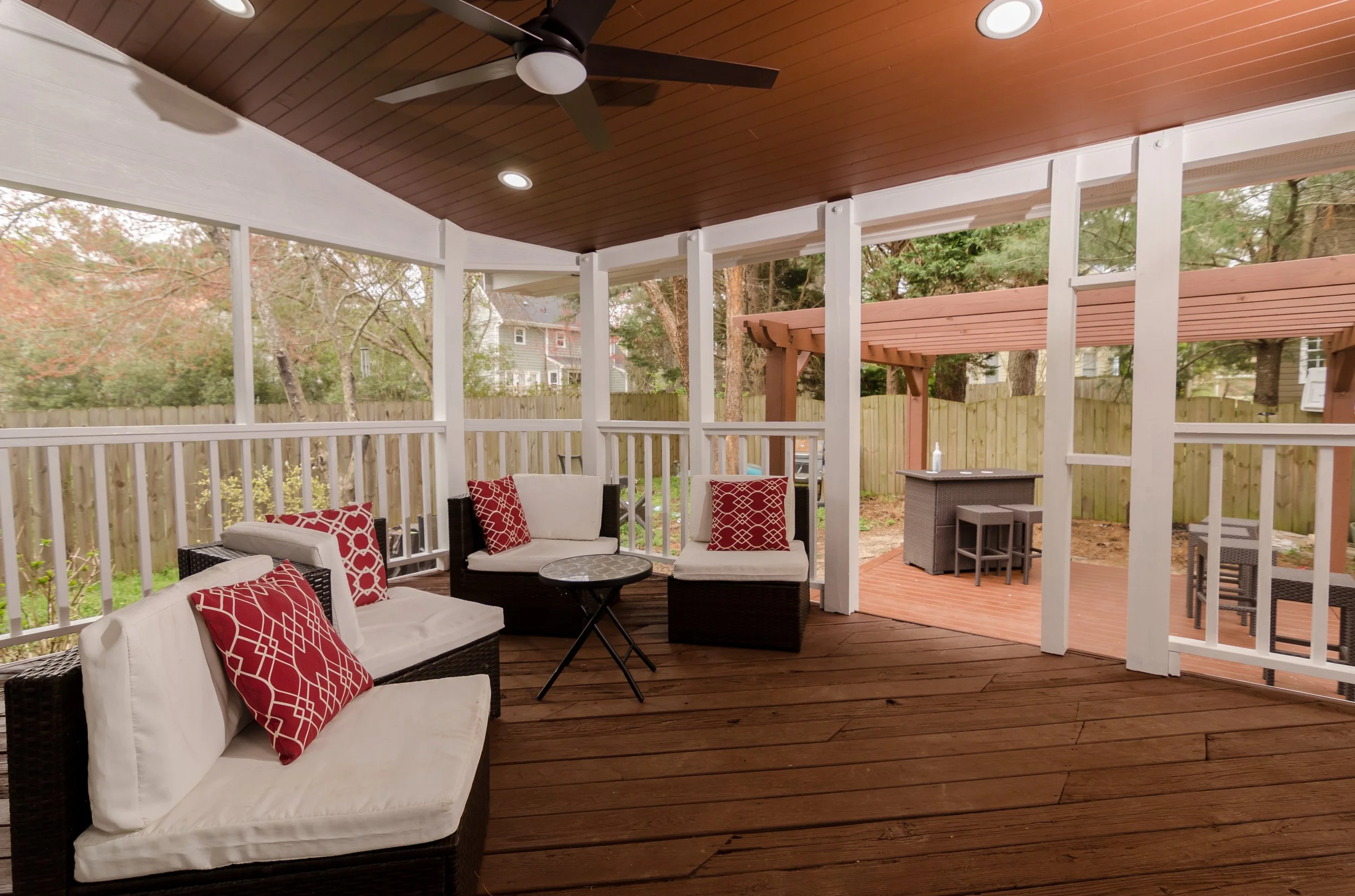 Existing deck converted to covered screened outdoor space