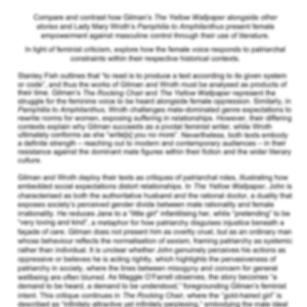 50/50 AQA English Literature coursework example
