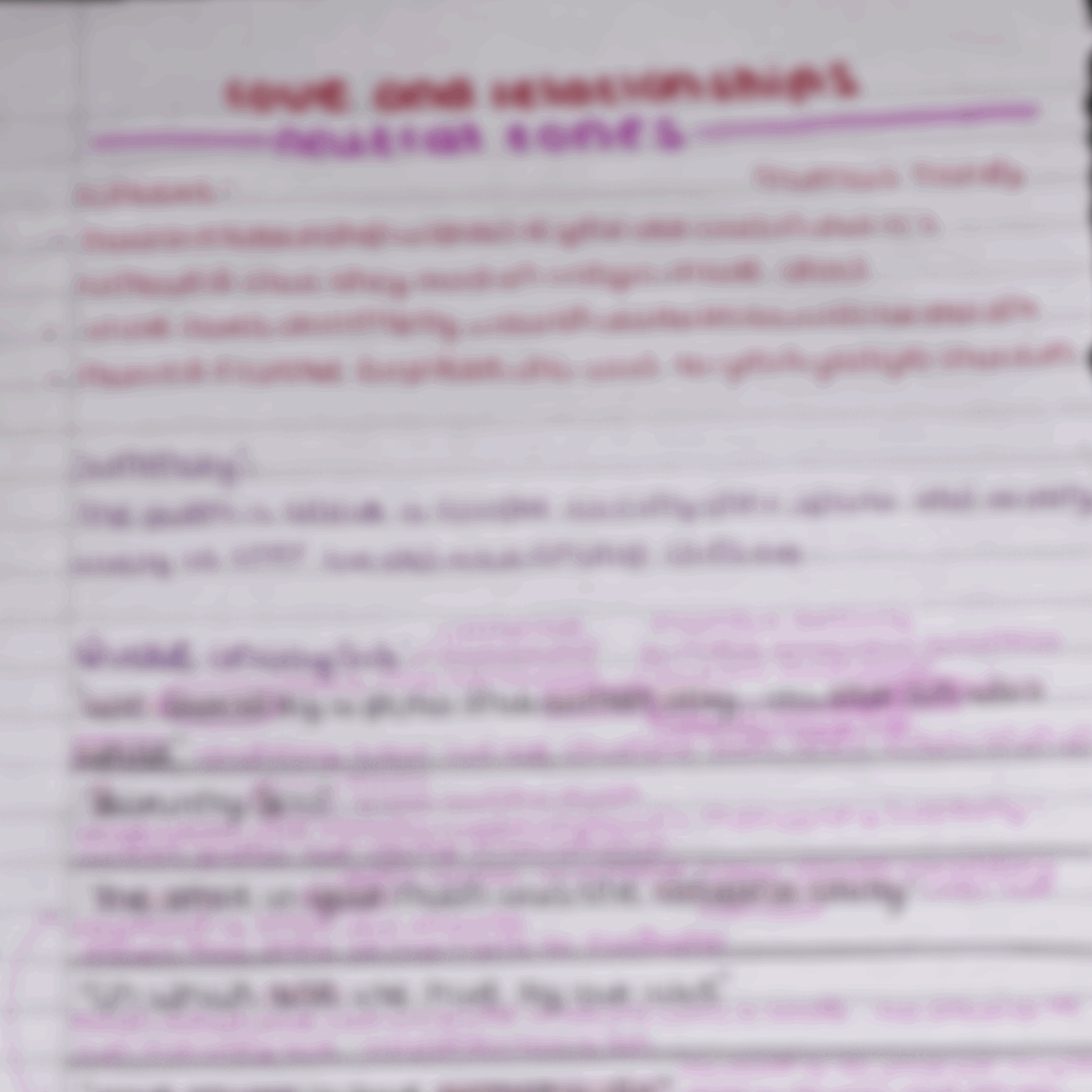 Love and relationships poetry anthology summaries