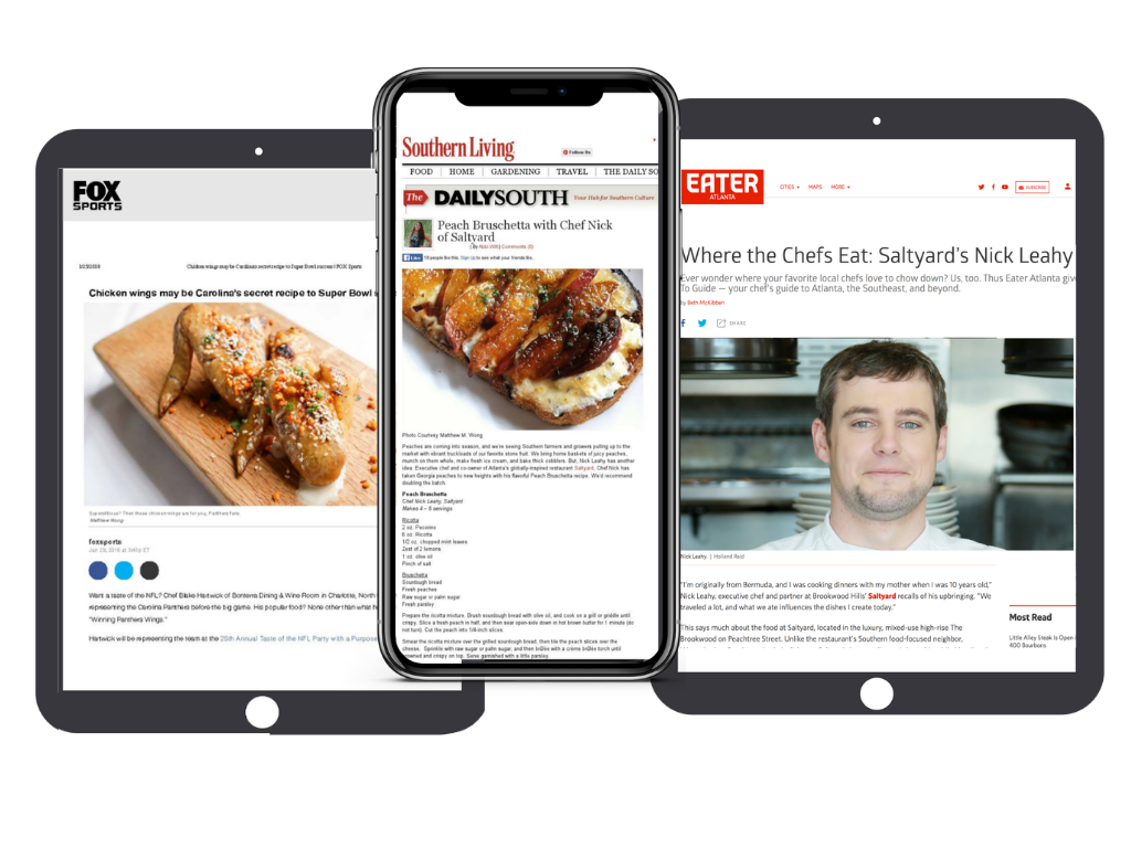 Elle PR secured press coverage for Saltyard and Chef Nick Leahy in Eater, Southern Living, CNN, and FOX Sports