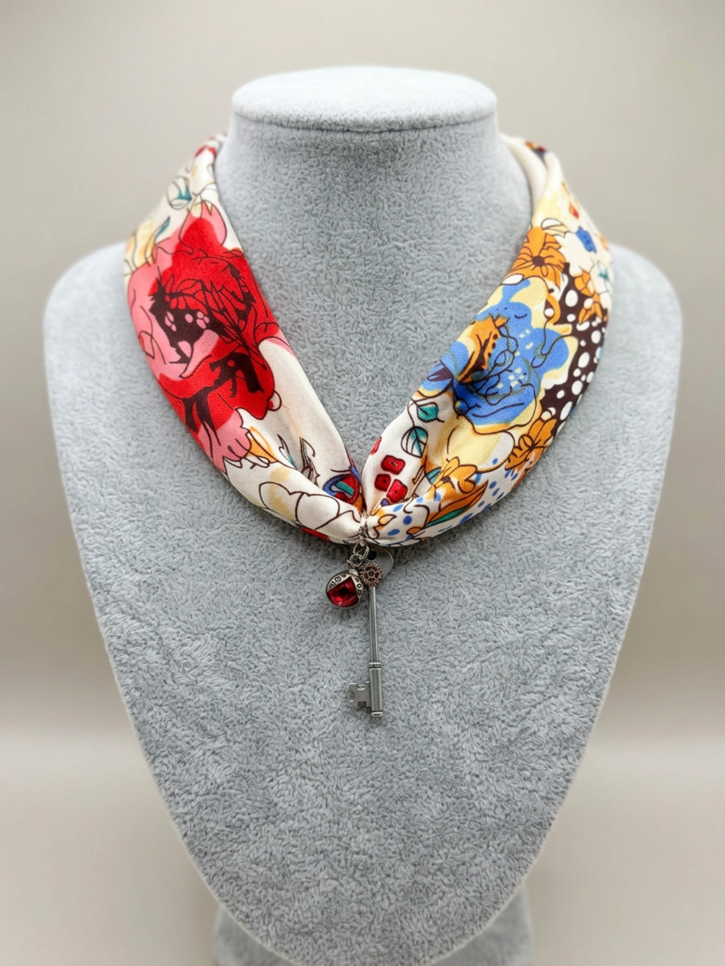 Gemma - Floral Silk Scarf Necktie Necklace