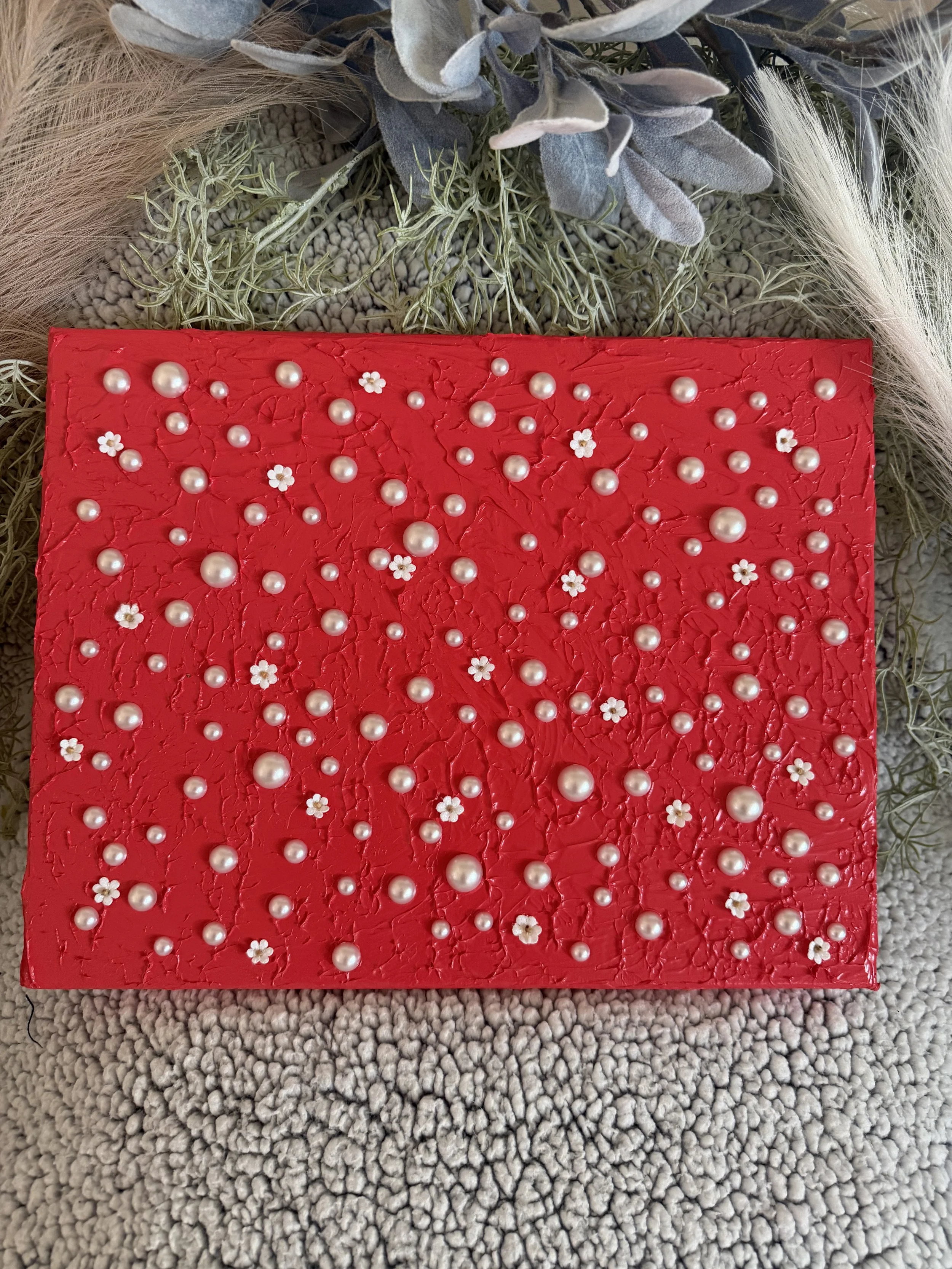 Pearls and Daisies - Original Acrylic Textured Painting