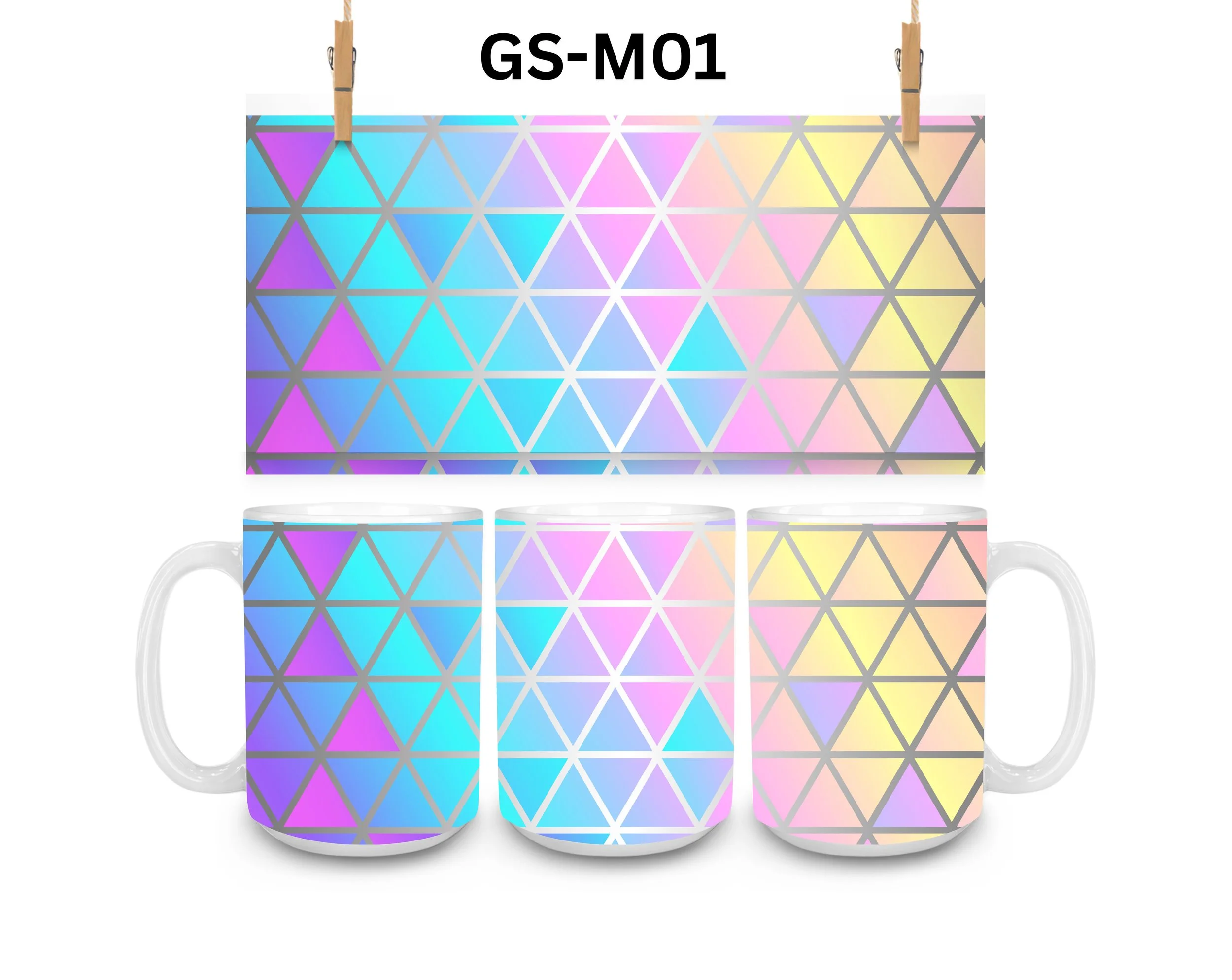 Geometric Shapes Coffee Mug, Color Changing Mug, Iced Coffee Cup