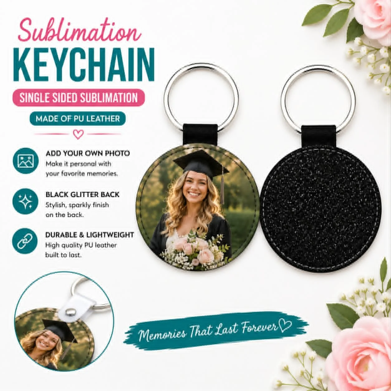 Custom Sublimation Glitter Keychain