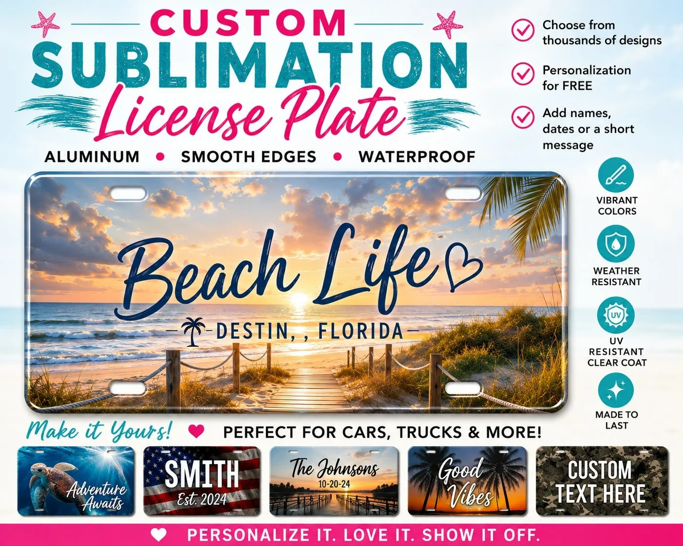 Custom Sublimation Car Tag License Plate