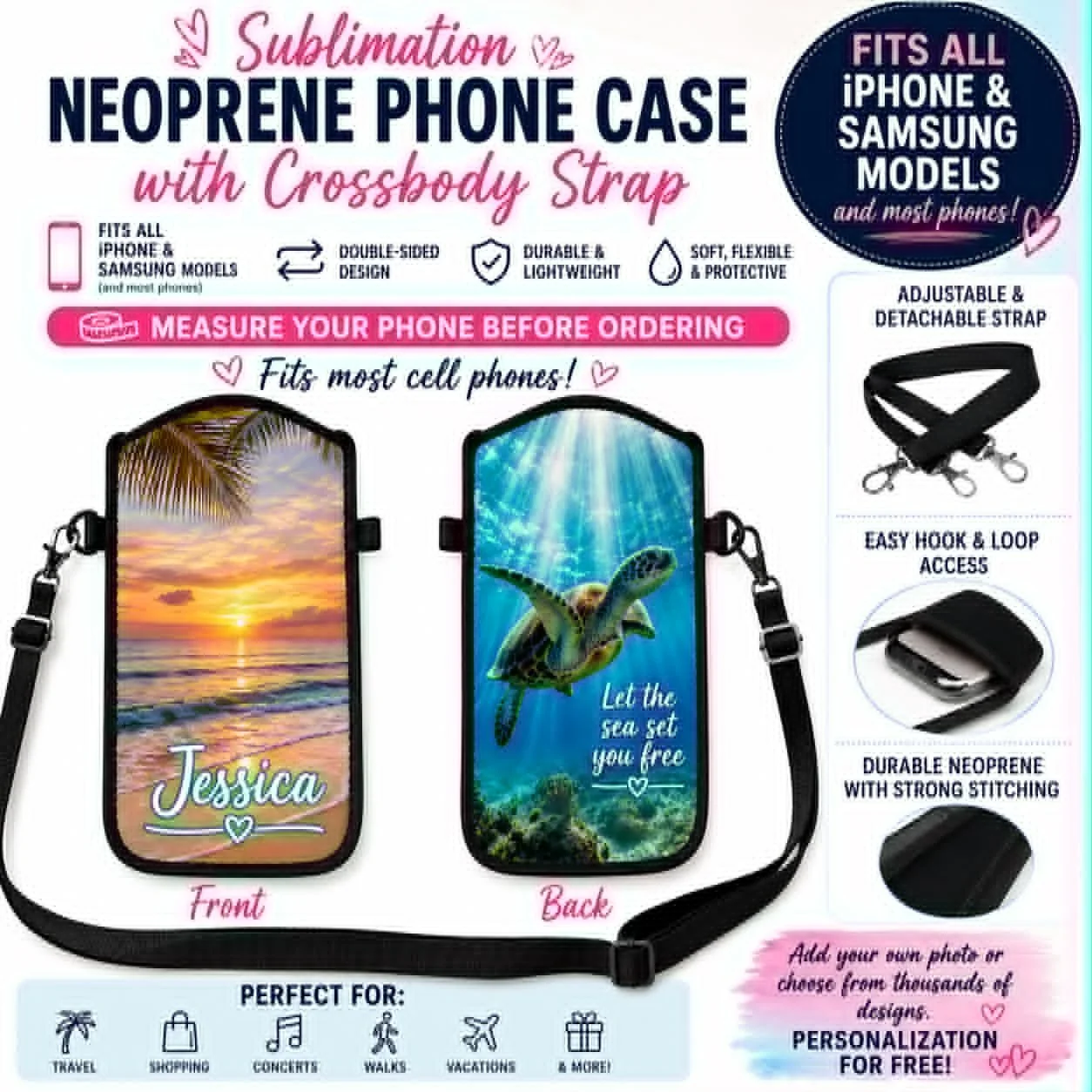 Custom Sublimation Cell Phone Crossbody Purse