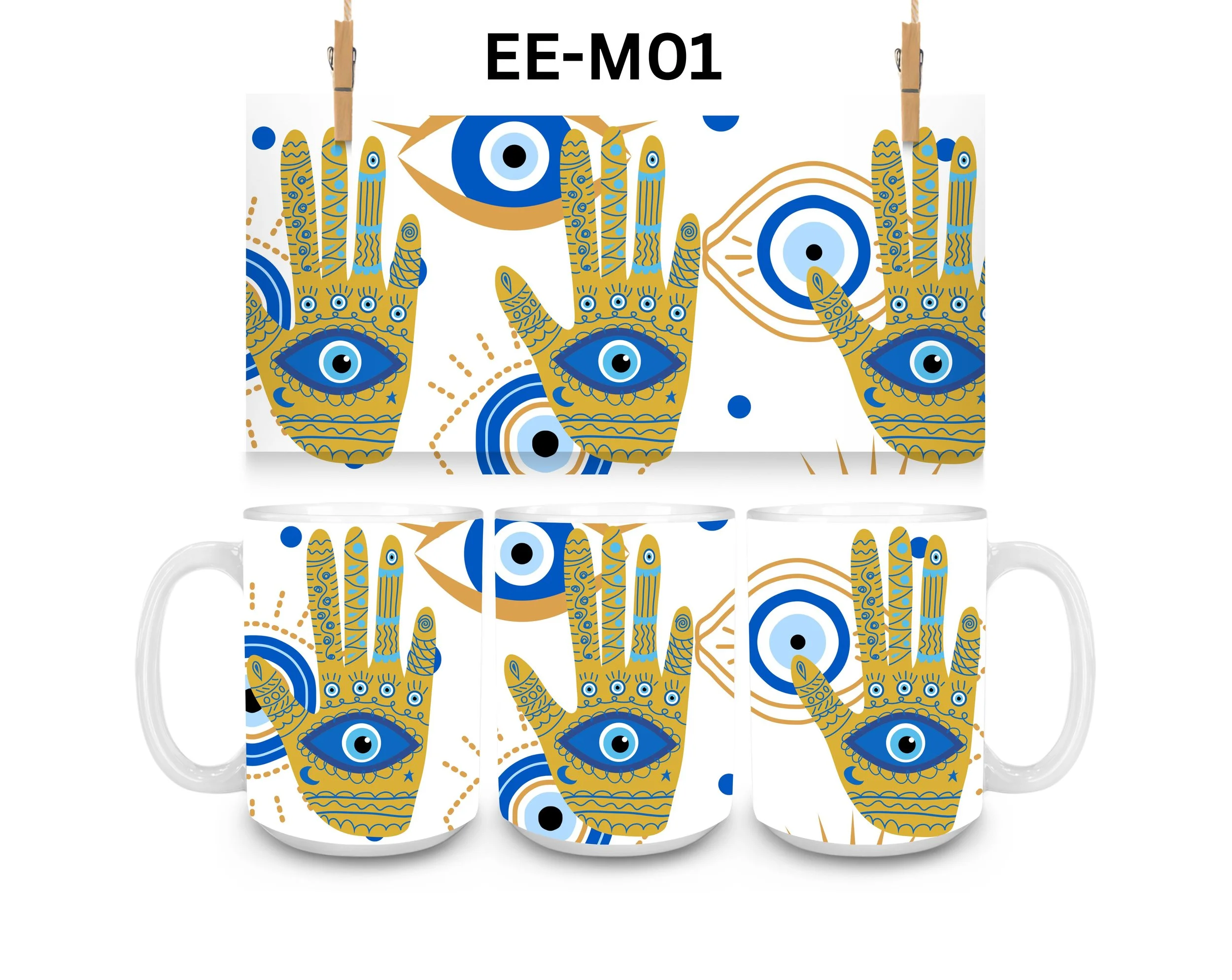 Evil Eye Coffee Mug, Color Changing Mug, Iced Coffee Cup