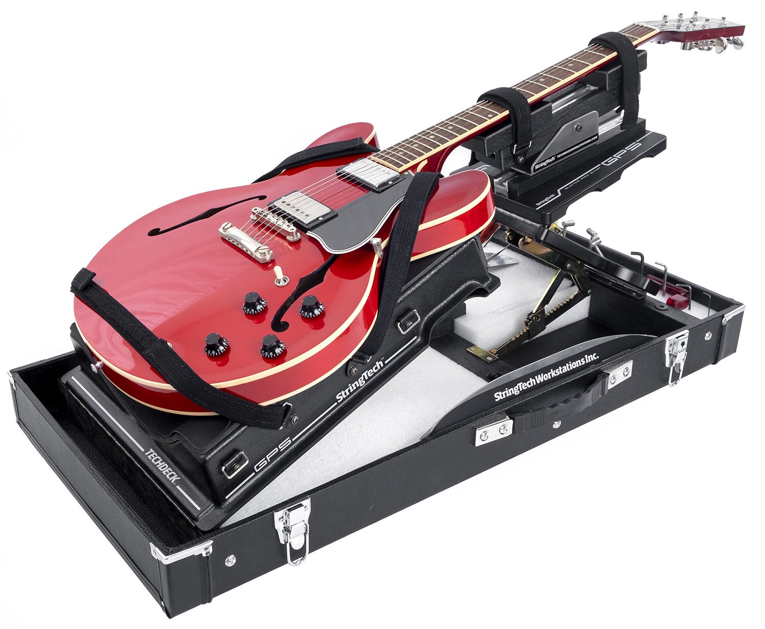 The multi-Adjustable leather Padded GPS Model TechDeck Workstation is always used, in order to handle your instrument safely and firmly in the most advantageous position for maximum safely and support