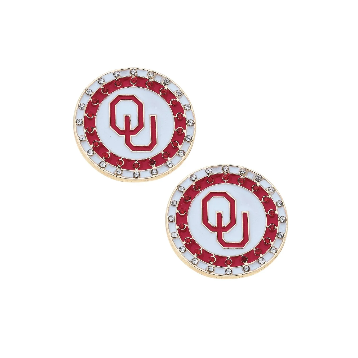Sooners Pave Disc Stud Earrings
