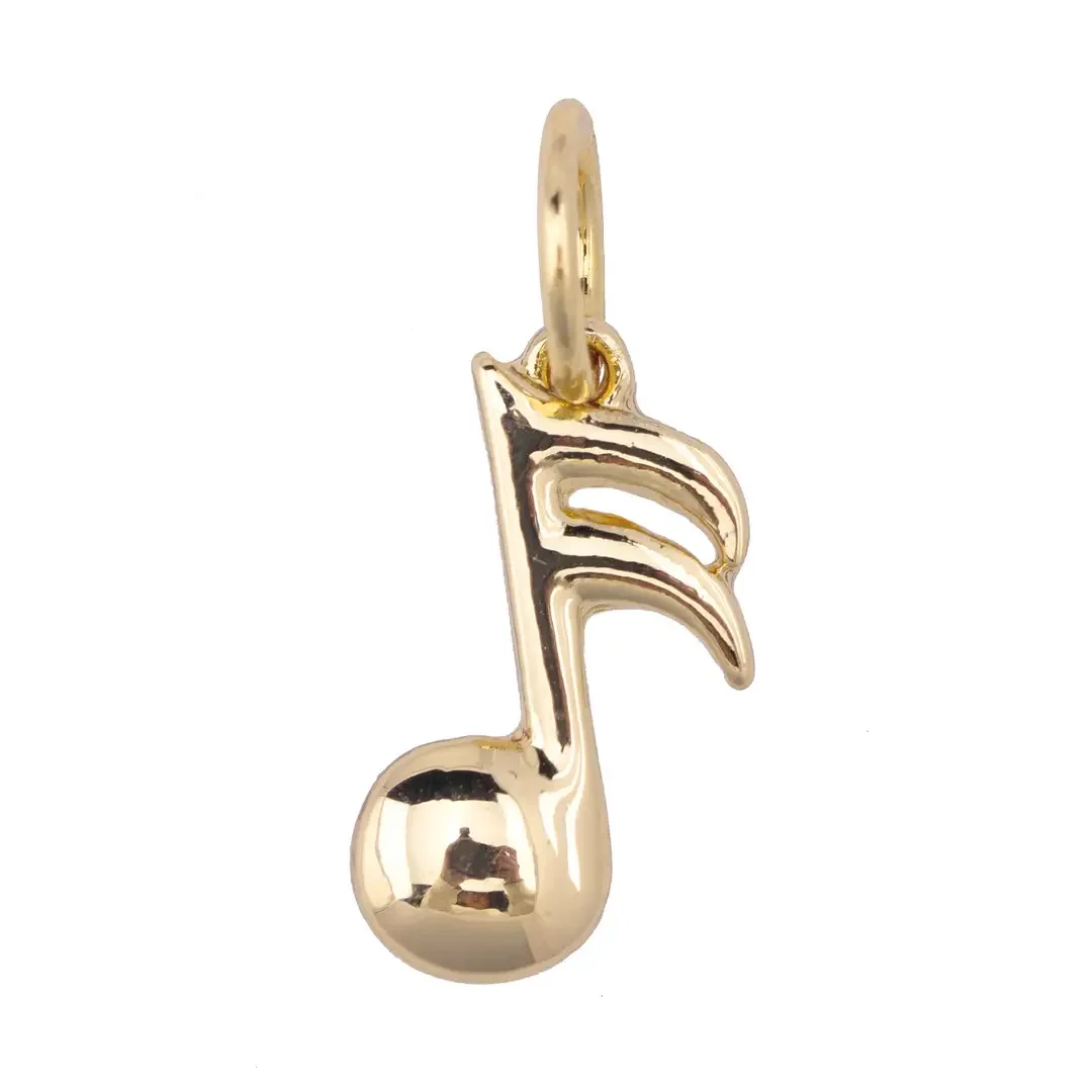 Music Note Charm in Shiny Gold