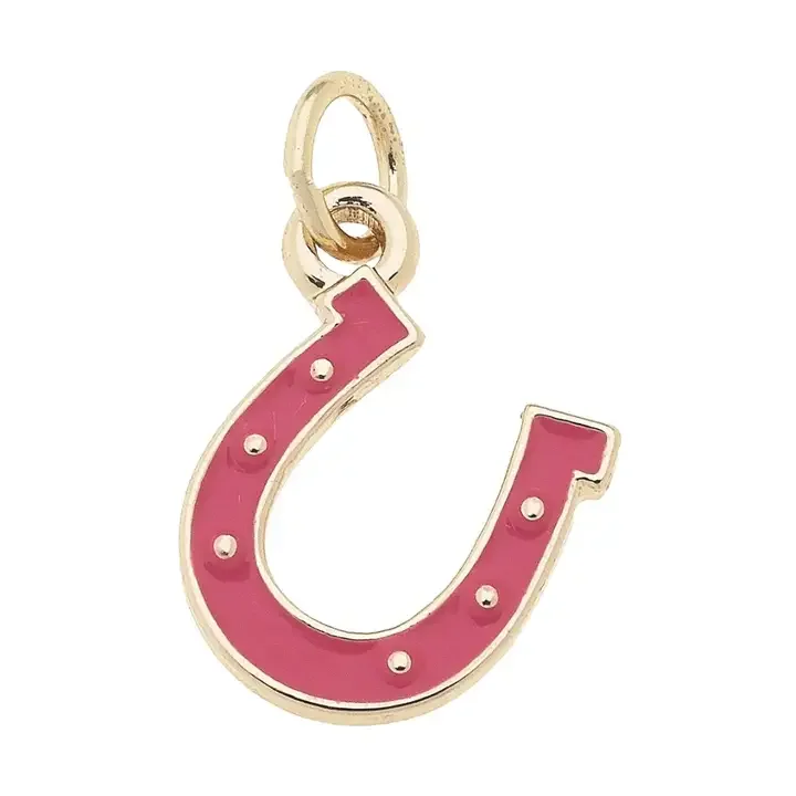 Enamel Horseshoe Charm in Fuchsia