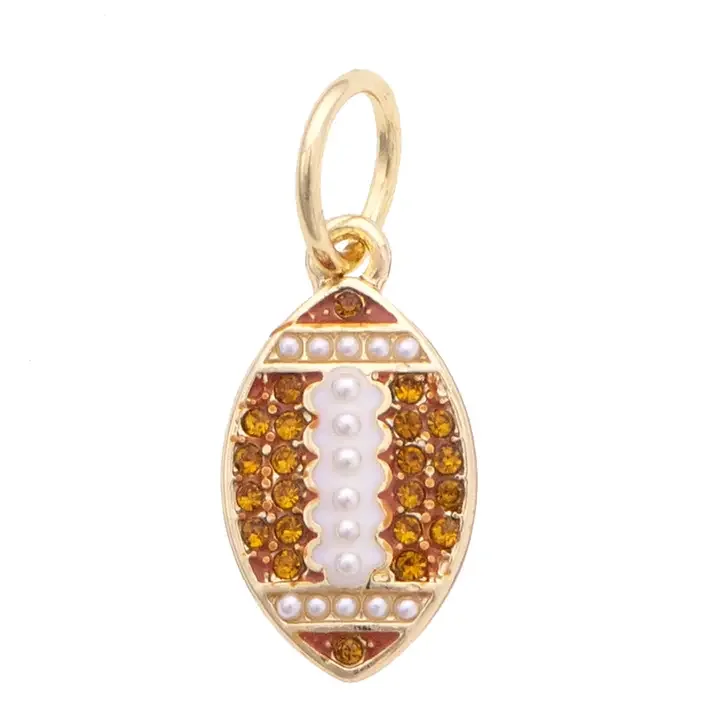 Pave Football Charm in Brown