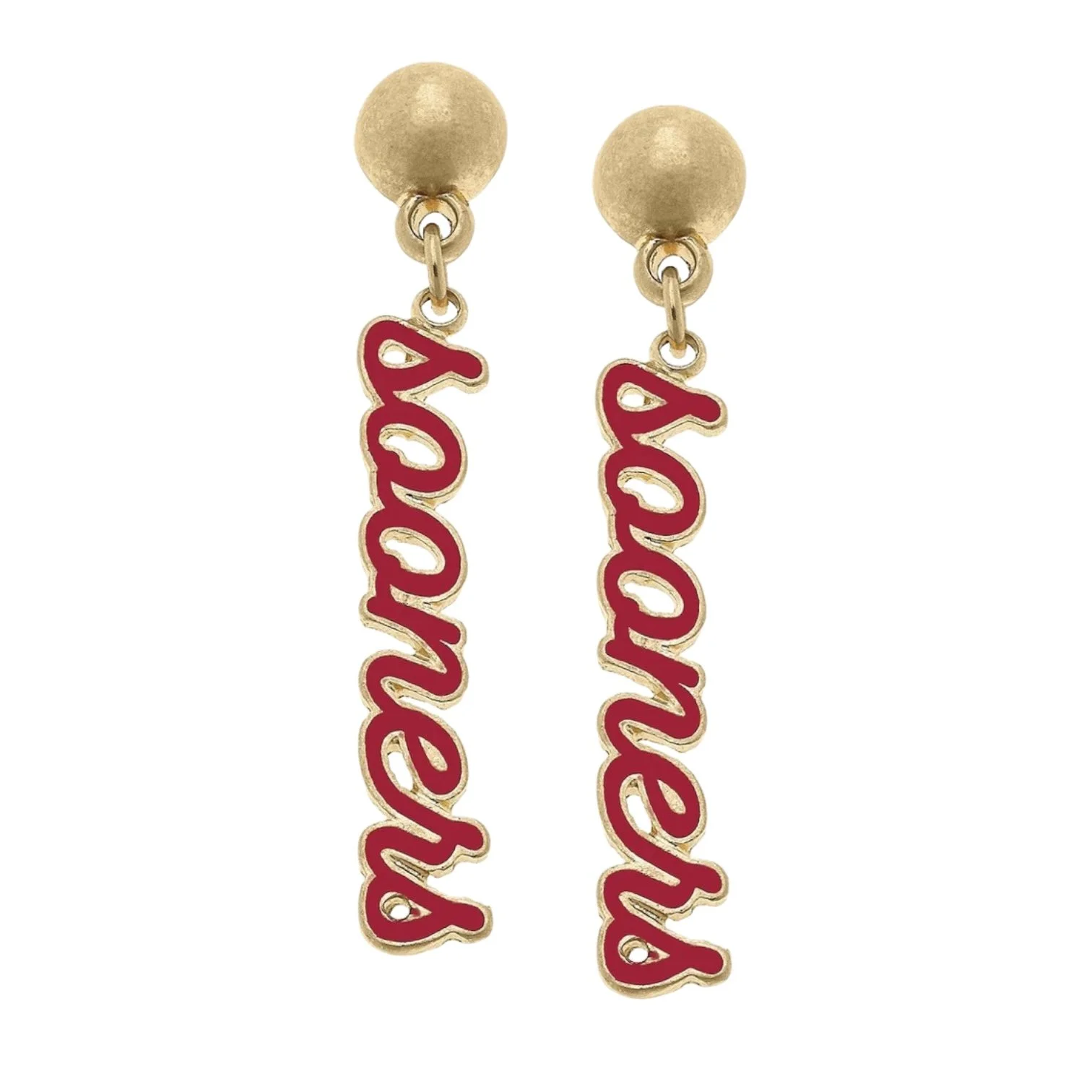 Sooners Enamel Script Earrings