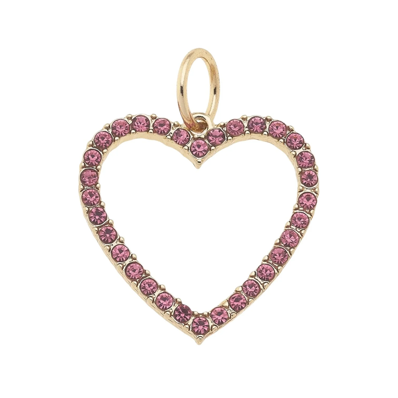 Pave Pink Open Heart Charm