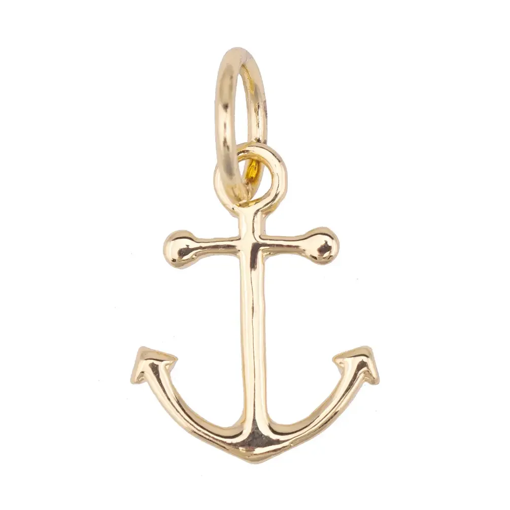 Fluke Anchor Charm in Shiny Gold