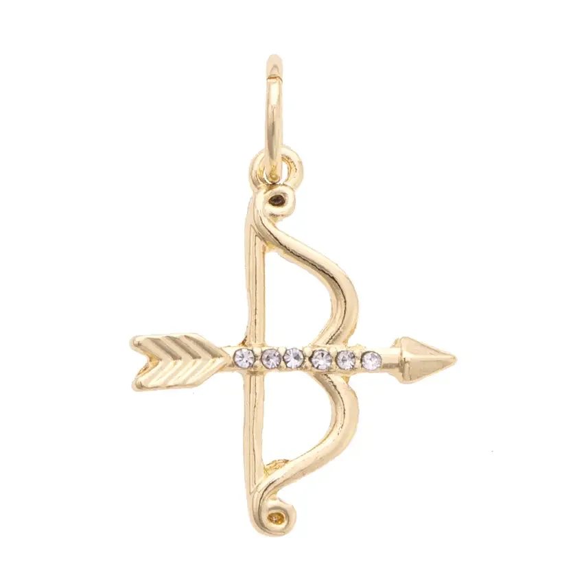 Bow and Arrow Charm in Shiny Gold