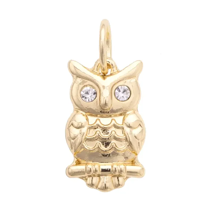 Owl Charm in Shiny Gold