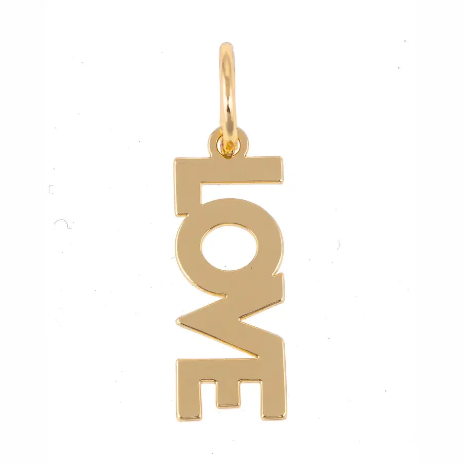 "Love" Block Letter Charm in Shiny Gold