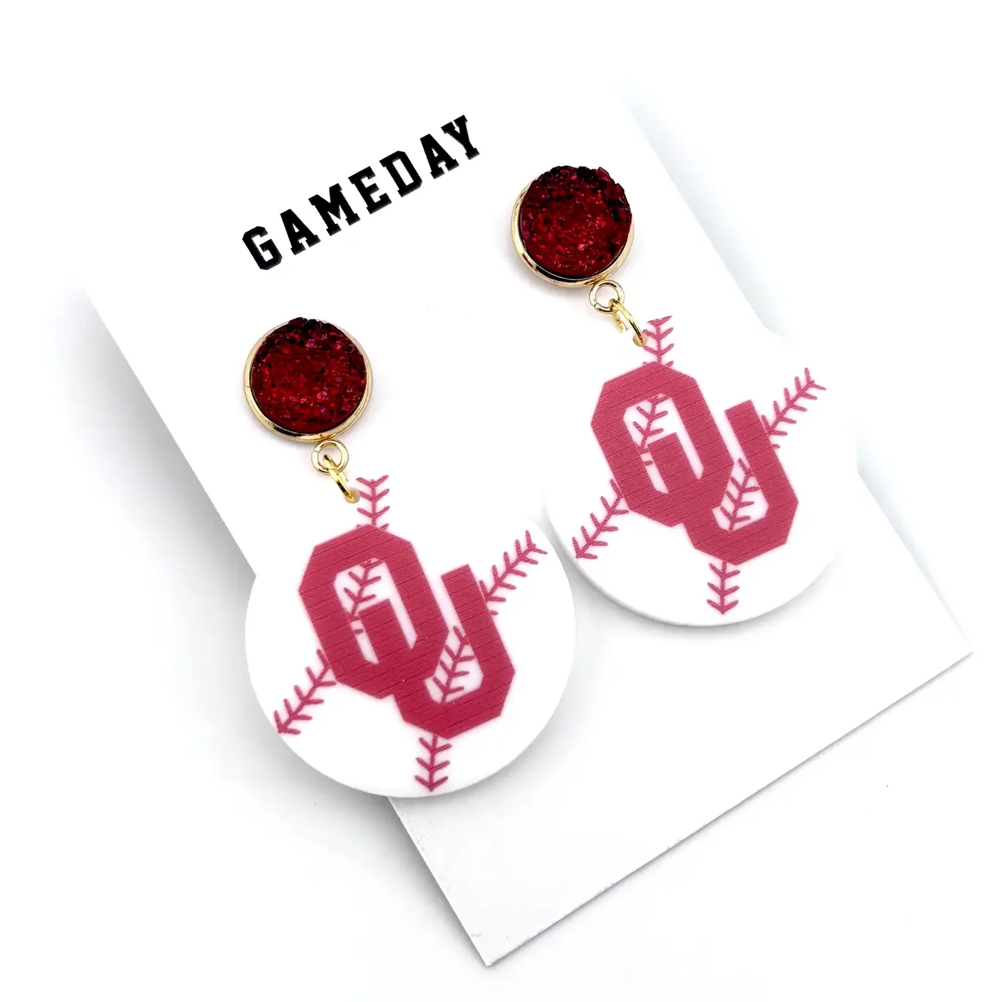 OU Baseball Earrings