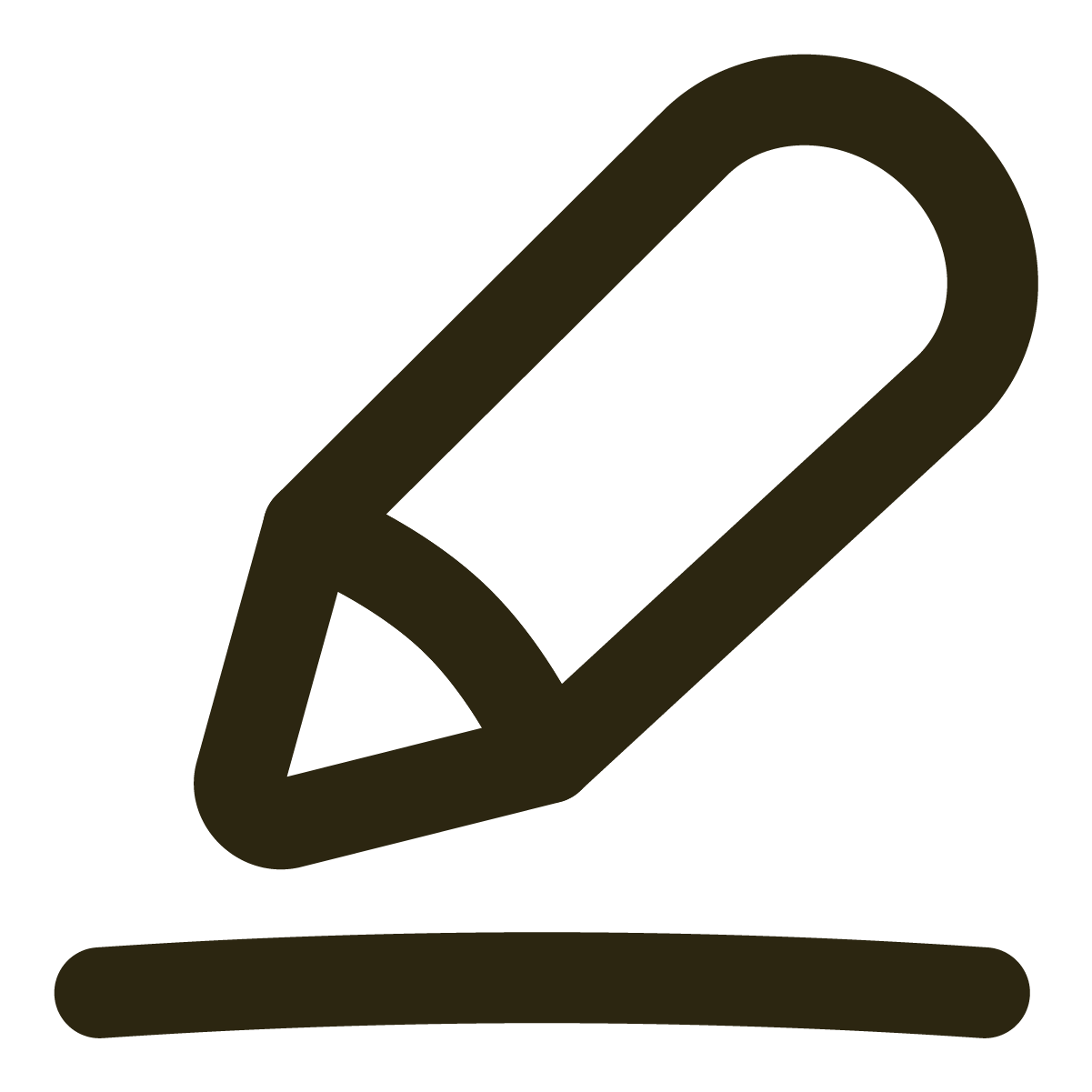 Icon of a pencil drawing a line under a horizontal line.