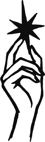 Outline of a hand holding a sparkler creating a star-shaped burst.