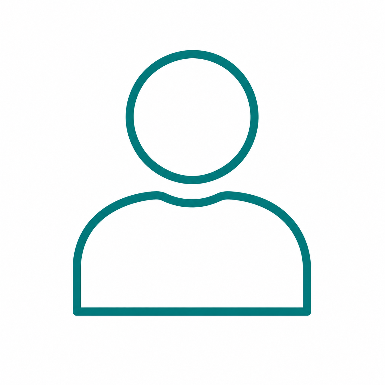 Outline of a person icon with no facial features, simple line drawing on a white background.
