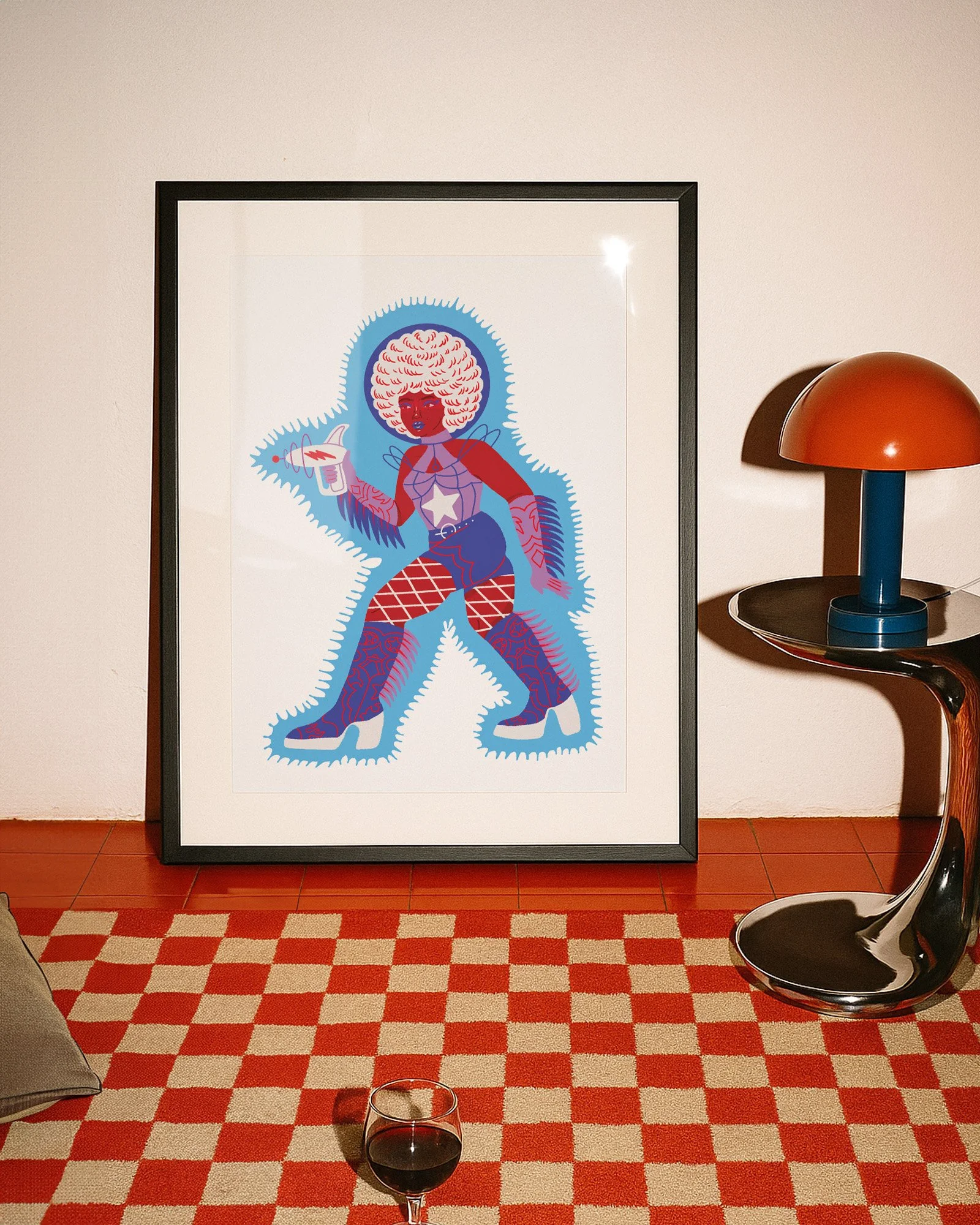 Black Frame Check Red Rug, Wine GlassH.jpg
