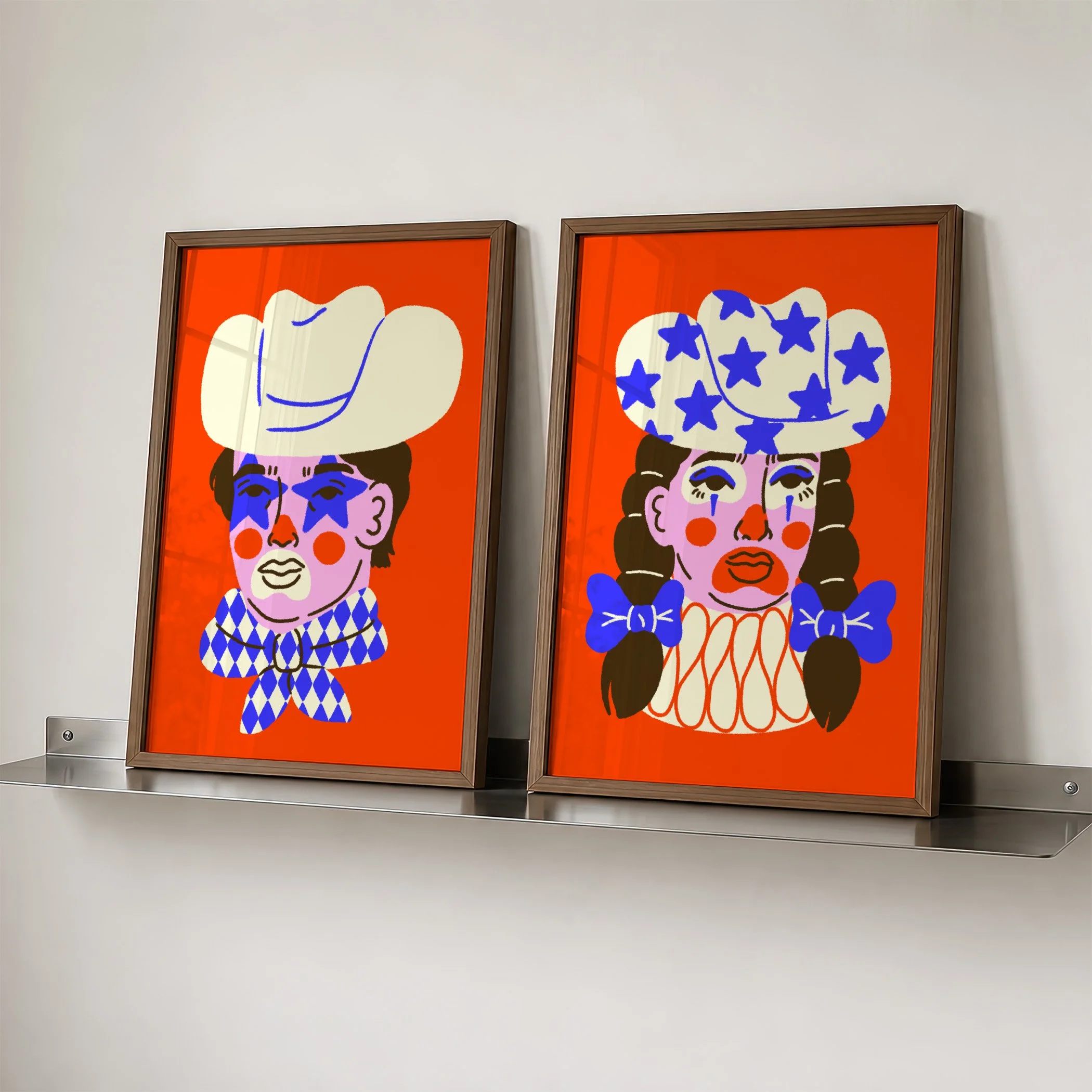 Rodeo Clown Art Print: Western Cowboy & Cowgirl Artwork