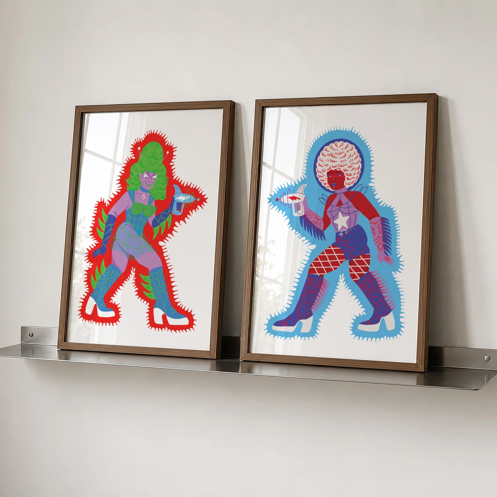 Cosmic Cowgirls: Astronaut & Alien Cosmic Art Print
