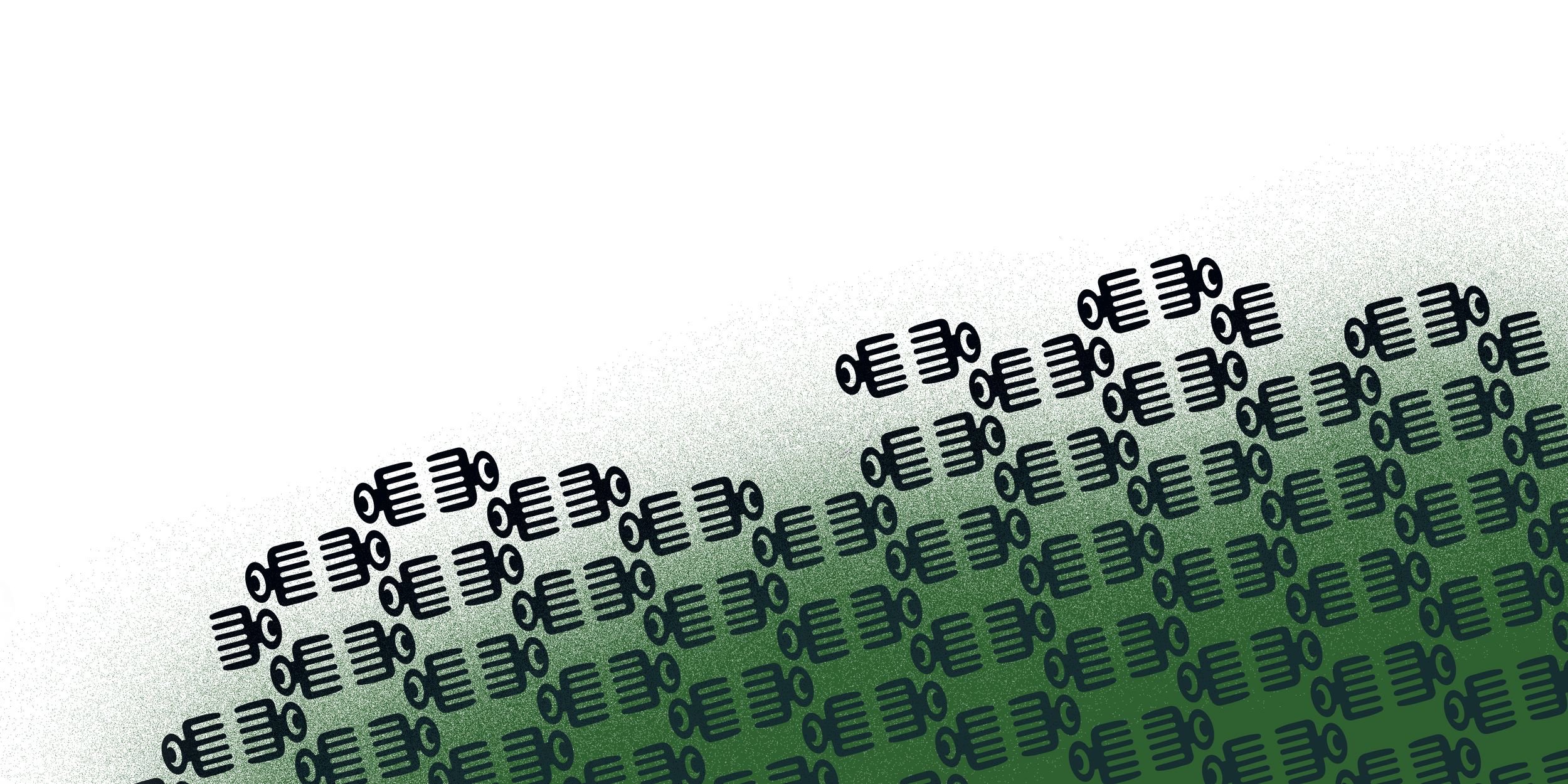 Adinkra pattern reminiscent of a comb on a green background with a gradient fading from black to green.