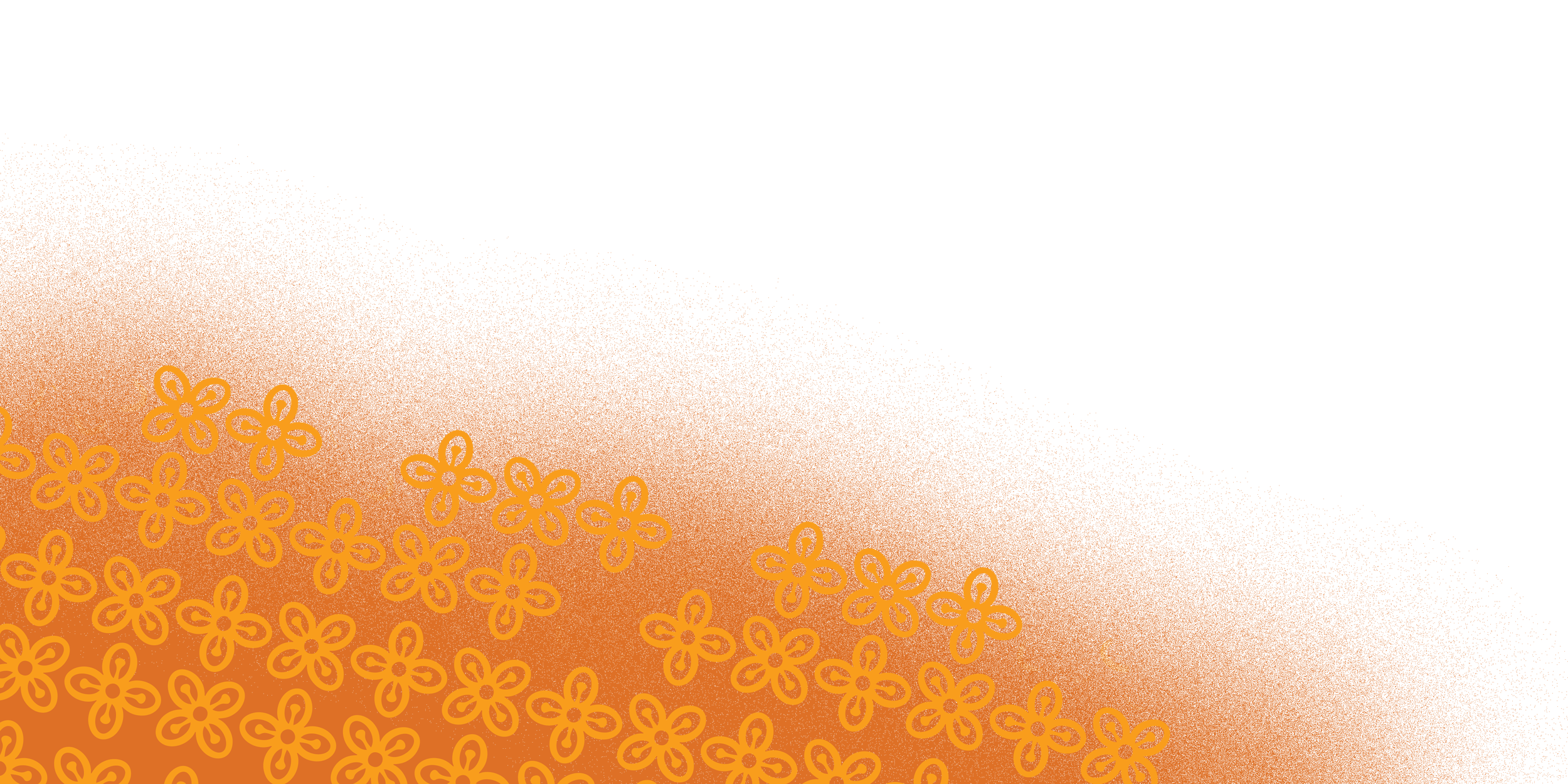 Orange floral adinkra pattern with a gradient transition to black.