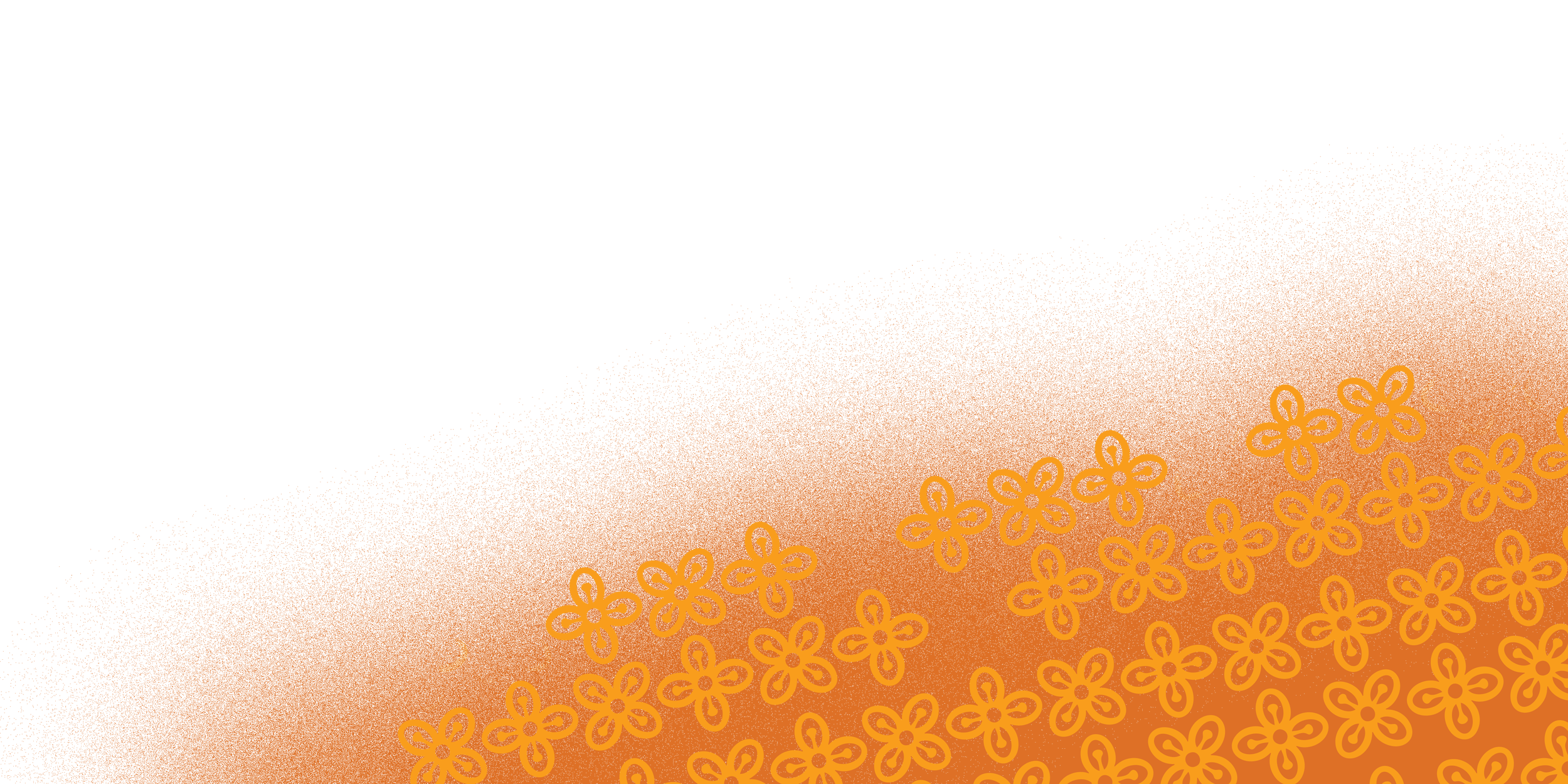 Orange floral adinkra pattern with a gradient transition to black.