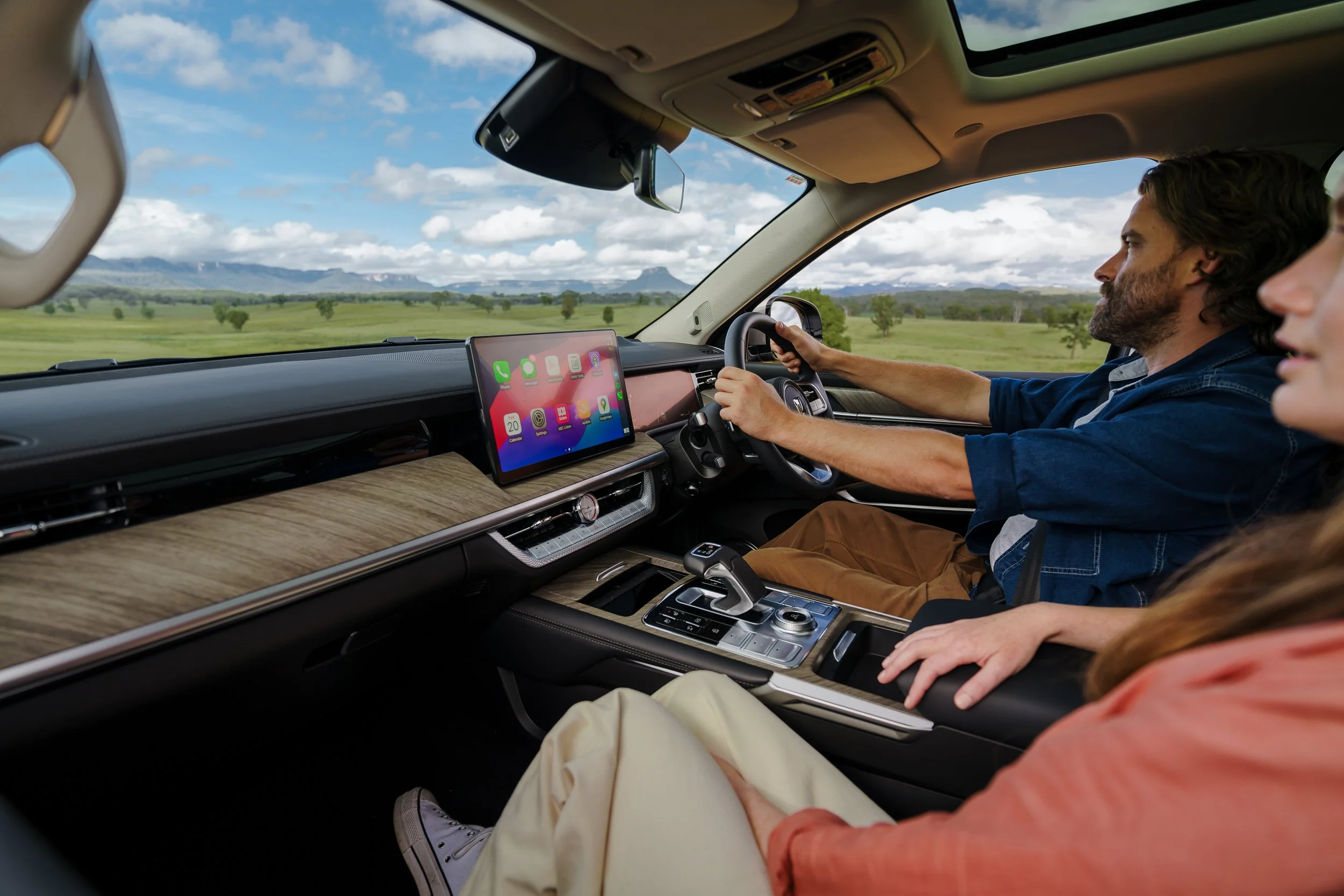 Wide interior lifestyle shot showing the Tank 500 luxury SUV/4WD interior