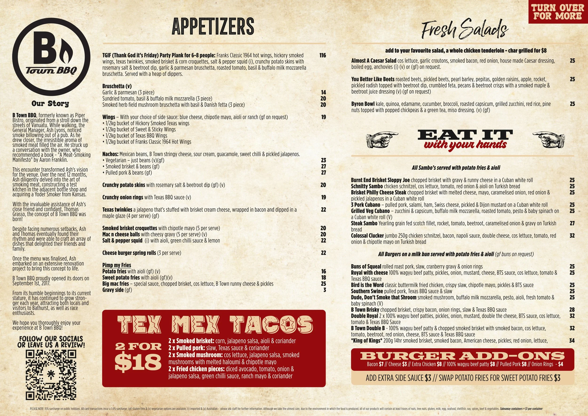 BTOWN BBQ MENU