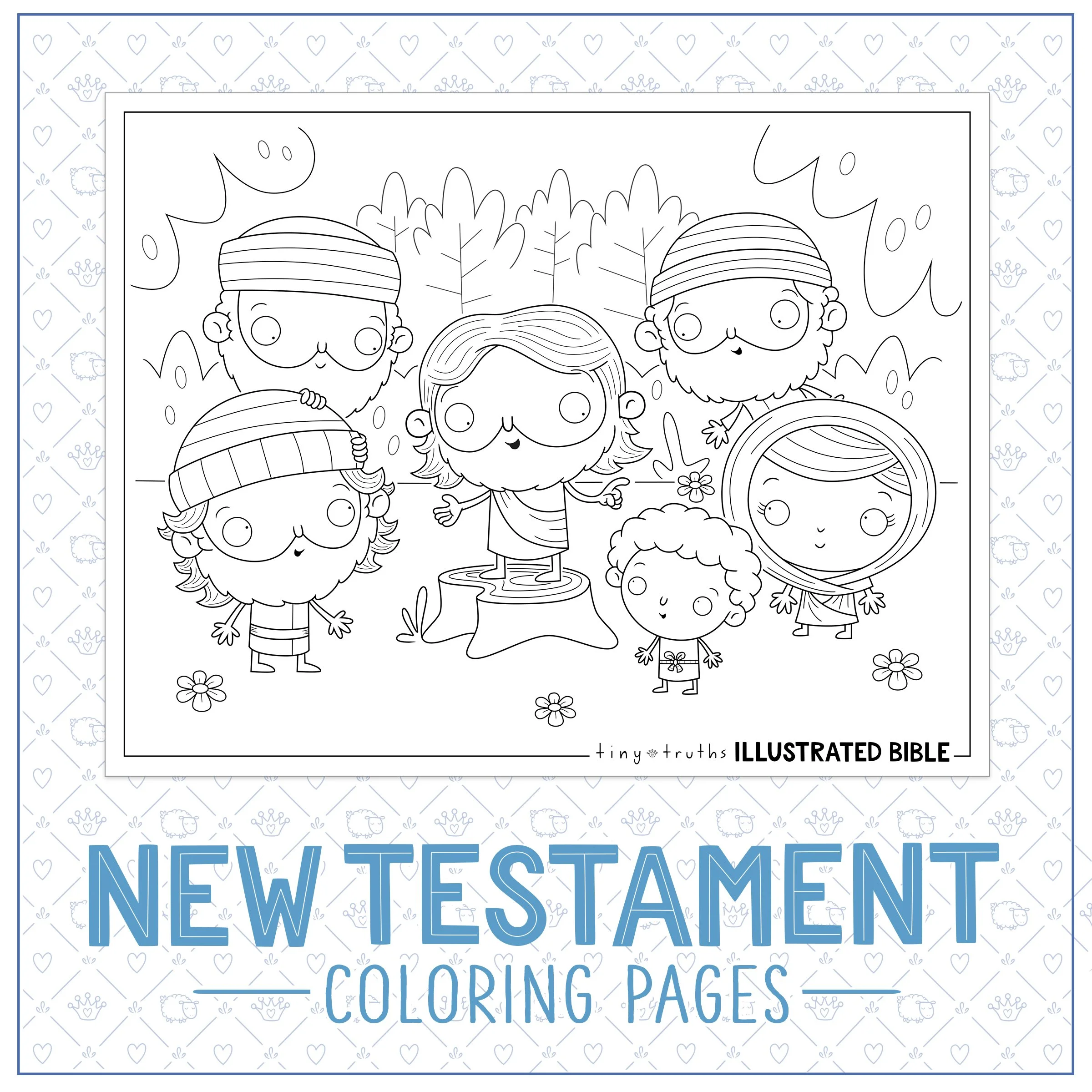 Example of printable New Testament Bible Story colouring pages—Jesus sermon on the mount