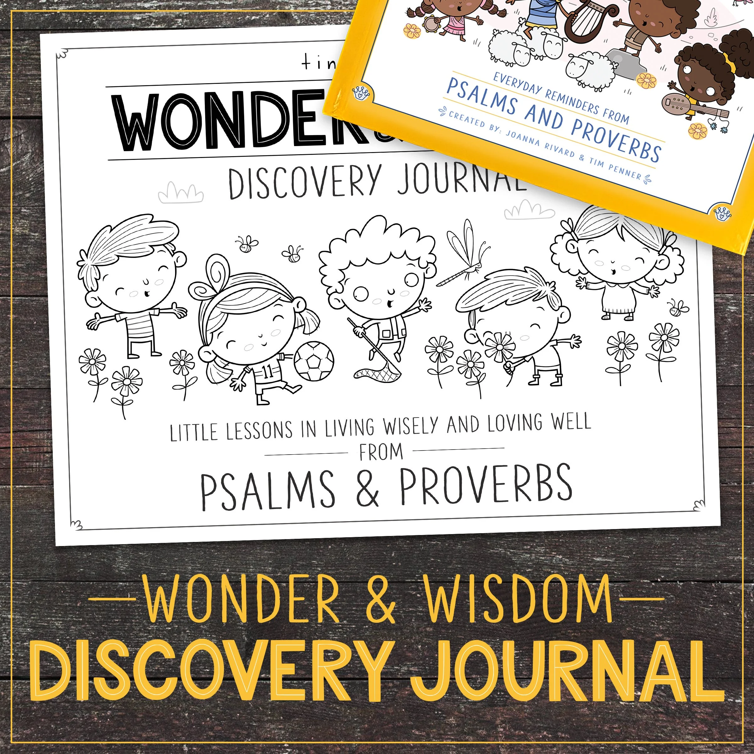 Cover of our printable Wonder & Wisdom Discovery Journal with kids celebrating God's love