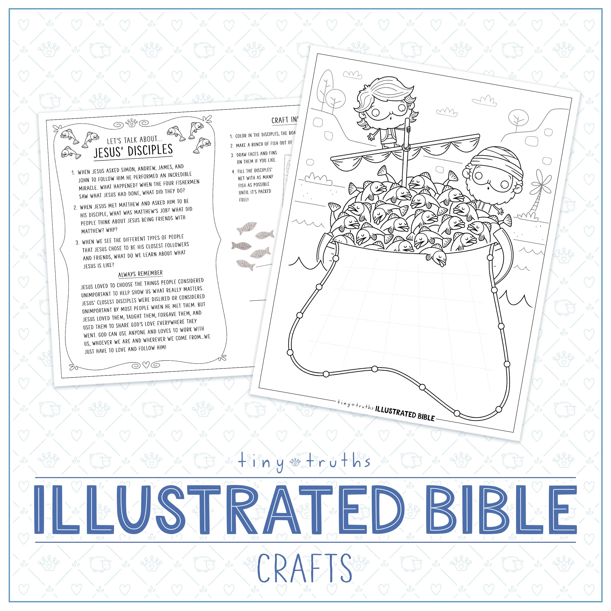 printable Bible story craft example of Jesus' disciples fishing miracle