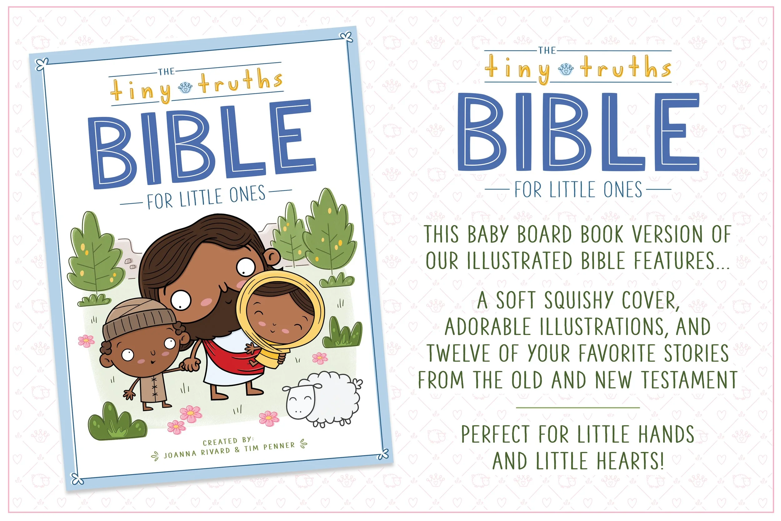 A board book Bible for babies and toddlers that introduces foundational Bible truths through simple language and gentle illustrations. Designed as an early Christian book for young children, it supports first exposure to Scripture in a calm, accessib